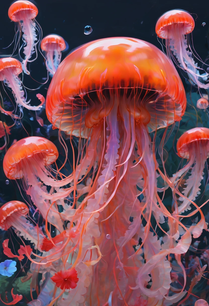 Jellyfish photographed by Miki Asai, best quality, masterpiece, representative work, official art, professional, Super complex and detailed, 8k