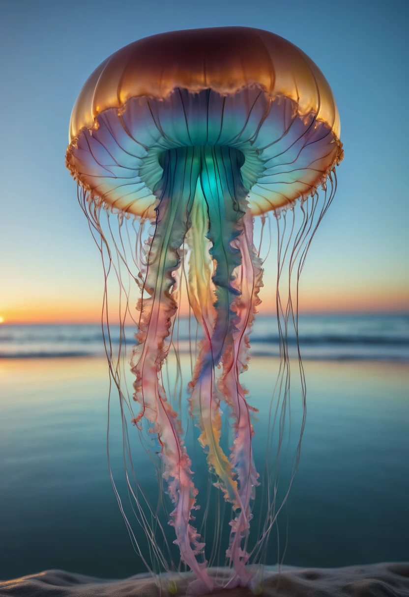 Jellyfish by Gabriel Dawe, Gradient color, best quality, masterpiece, Representative work, official art, Professional, Ultra intricate detailed, 8k