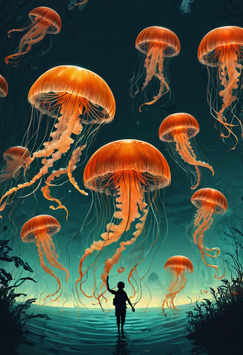 Jellyfish by Tang Yau Hoong, best quality, masterpiece, Representative work, official art, Professional, Ultra intricate detailed, 8k