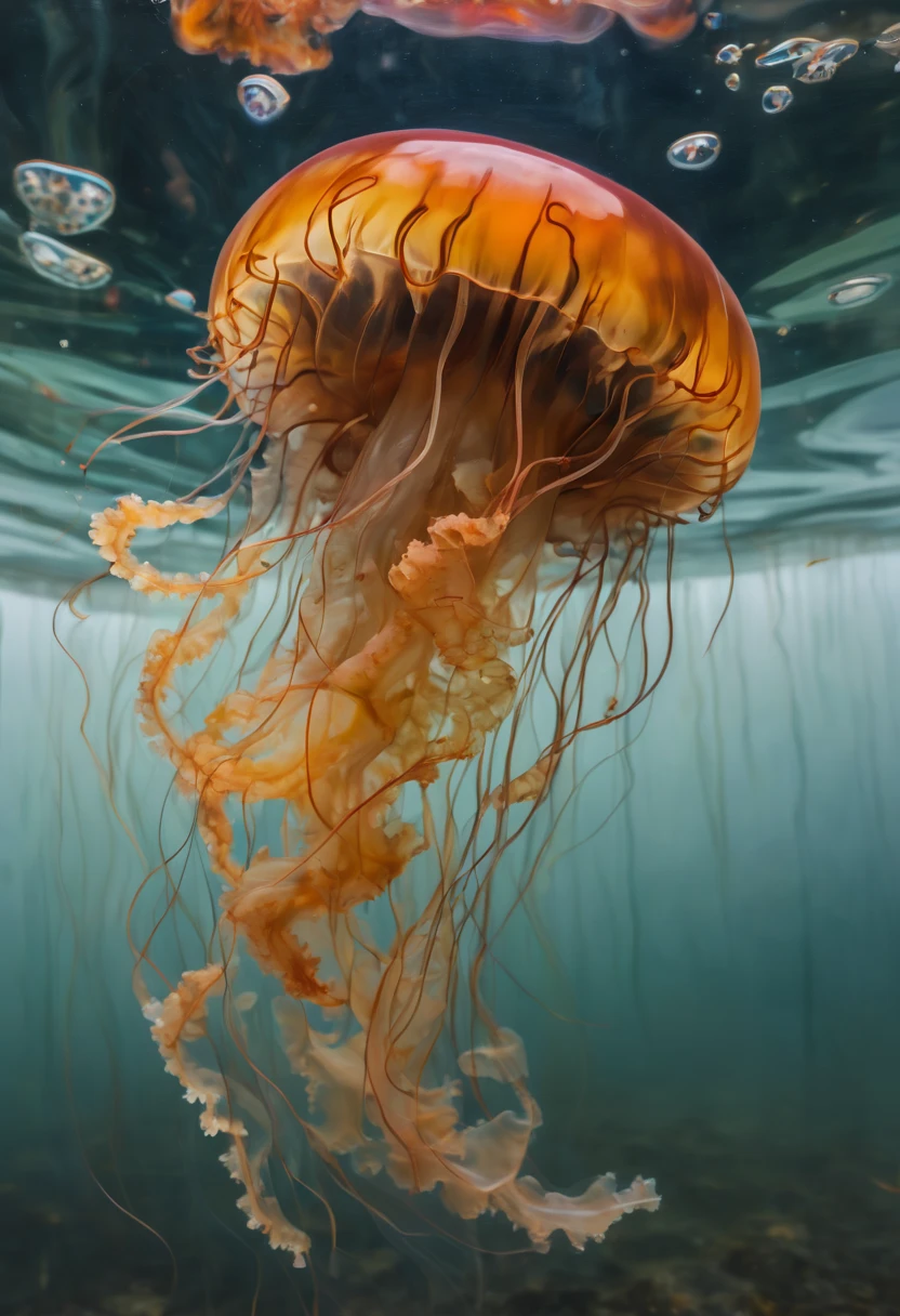 Jellyfish photographed by Miki Asai, best quality, masterpiece, representative work, official art, professional, Super complex and detailed, 8k