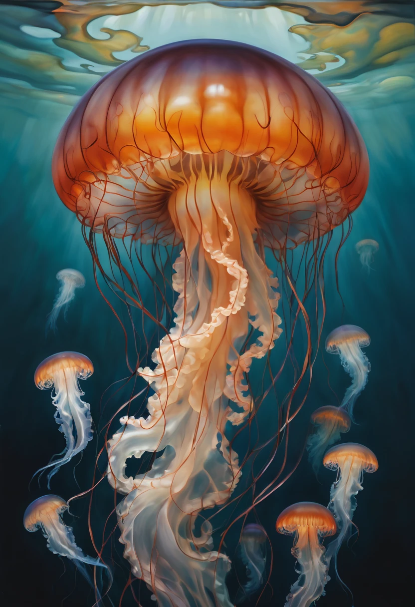 Jellyfish by Georgia O'Keeffe, best quality, masterpiece, Representative work, official art, Professional, Ultra intricate detailed, 8k