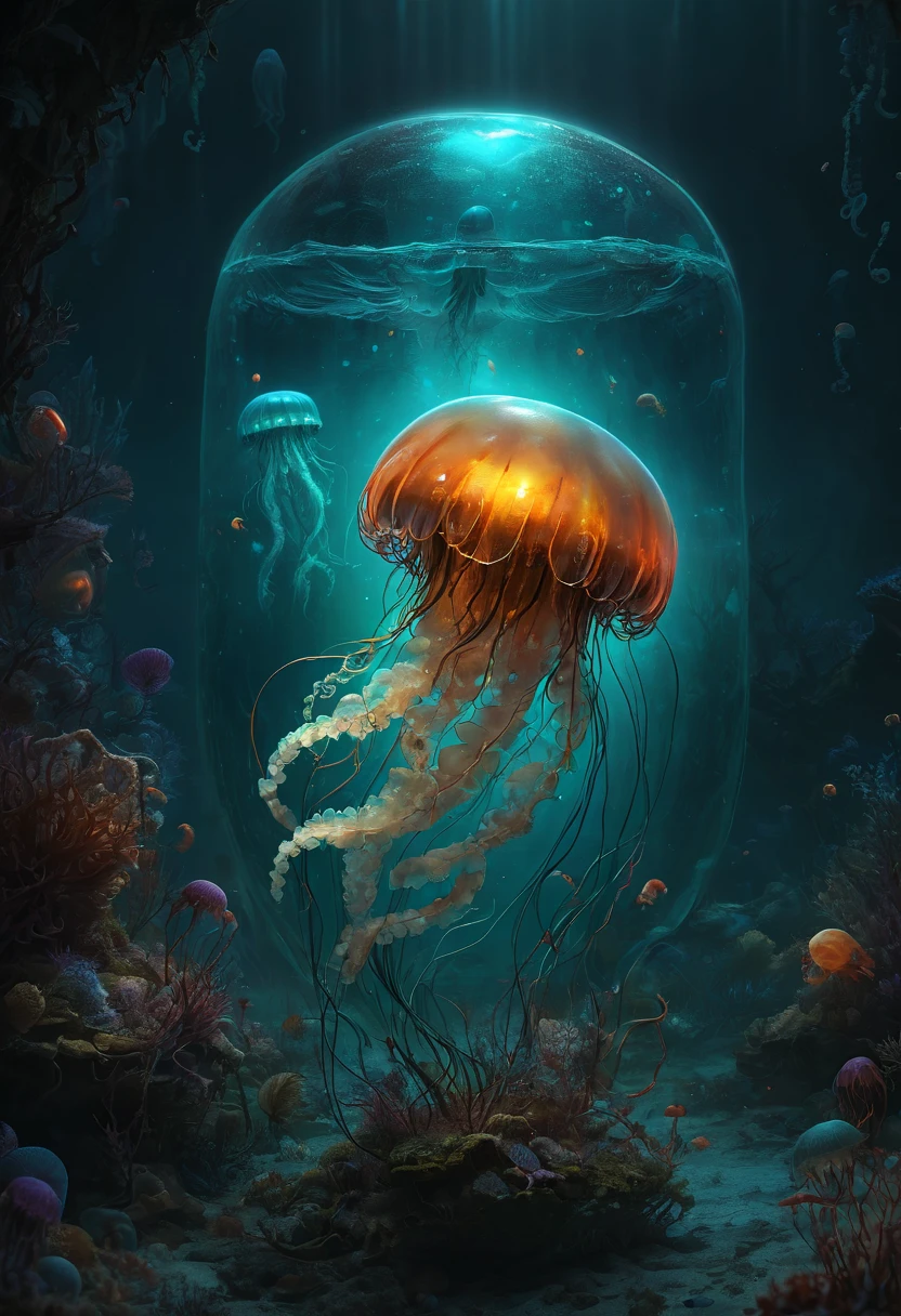 Jellyfish by Alexander Jansson, best quality, masterpiece, Representative work, official art, Professional, Ultra intricate detailed, 8k