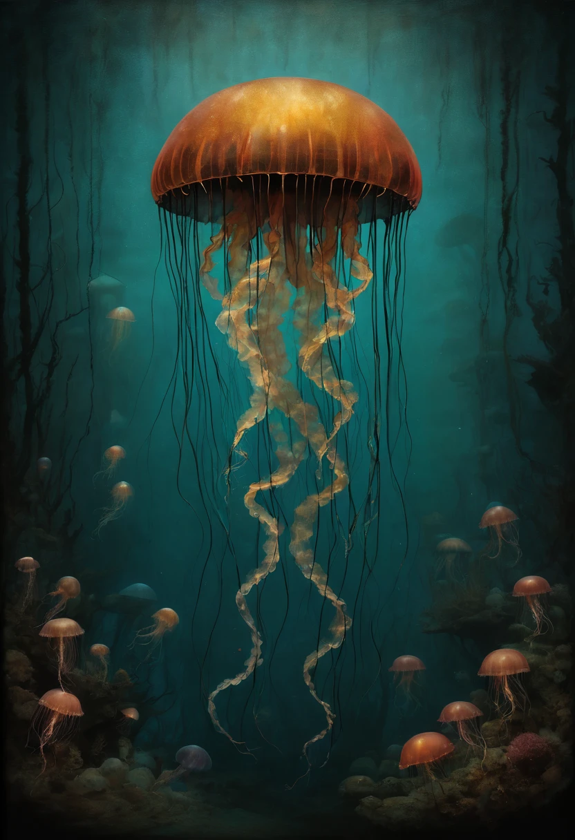 Jellyfish by Andy Kehoe, best quality, masterpiece, Representative work, official art, Professional, Ultra intricate detailed, 8k