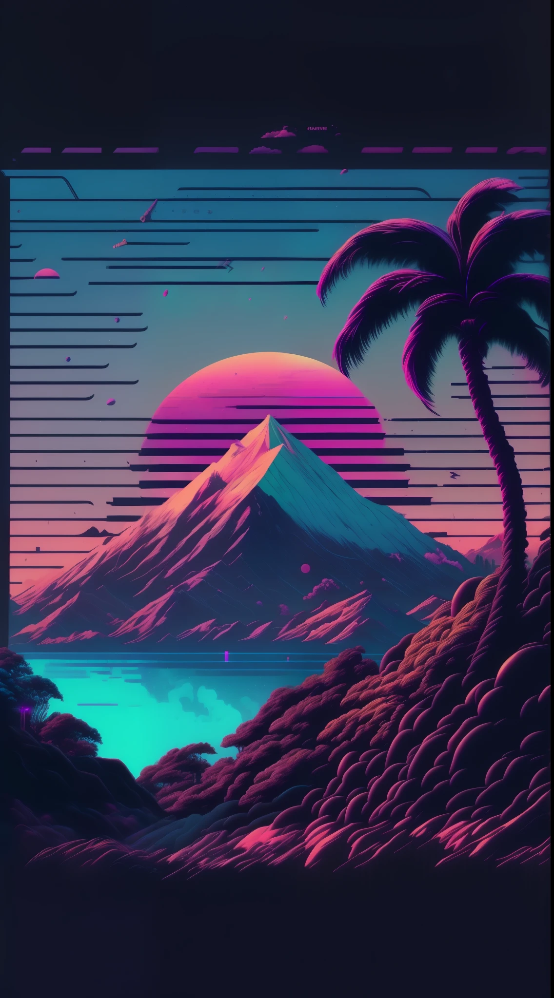 estilo vaporwave， aesthetics， frio， lamenta， estilo lofi， ultra-detalhado， Plano de fundo com， A paisagem， altamente detalhado， 8K， k hd