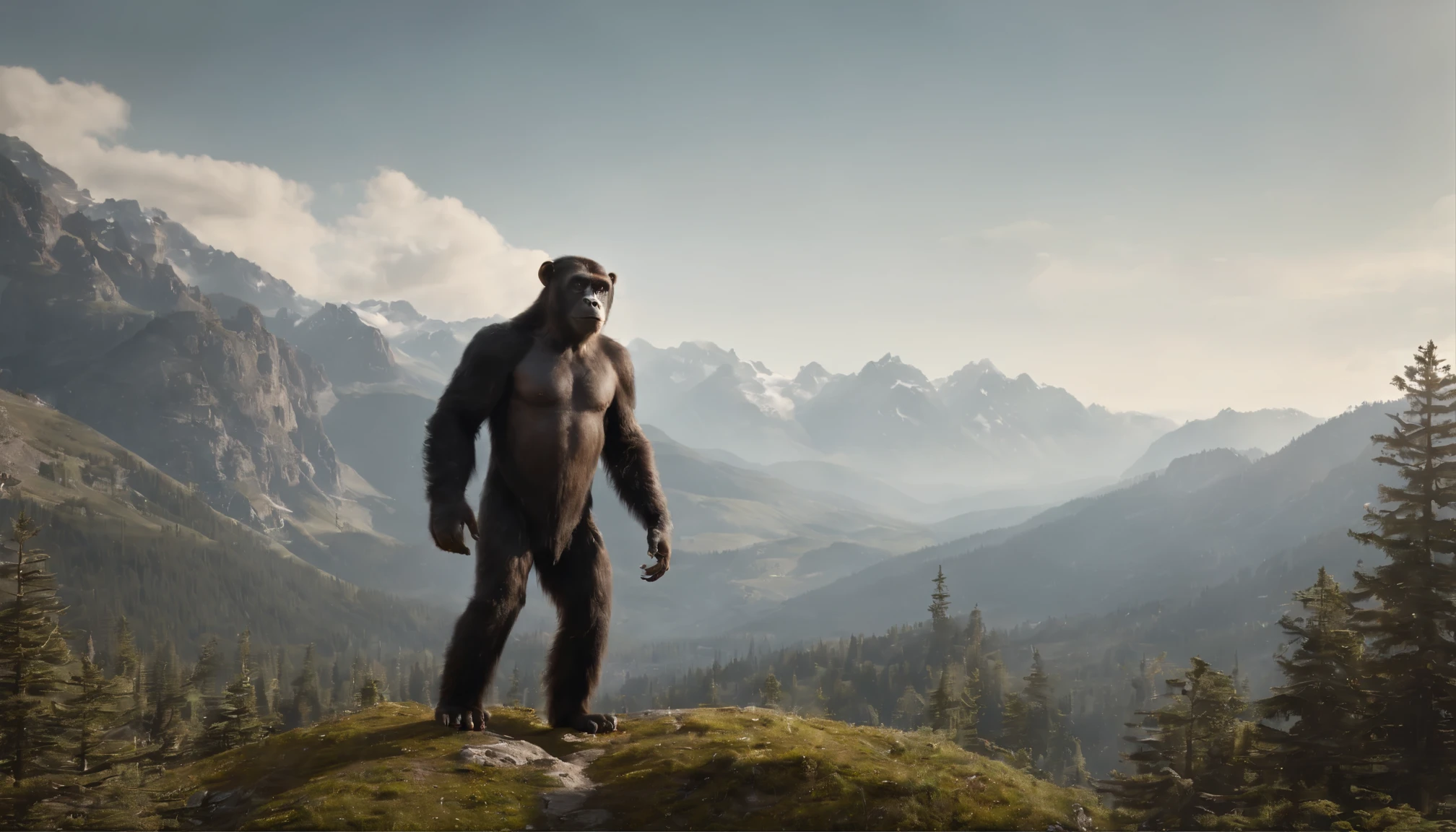 a male humanoid bear-like creature, standing , looking at your prey, smiling, wearing war clothes, (best qualityer,4K,8K,high resolution,work of art:1.2),ultra detali,(realisitic,photorealisitic,photo-realisitic:1.37),high-detailed face, piercing eyes, sharp fangs, muscled body, battlefield, bodies lying on the ground, warm lighting, soft color palette