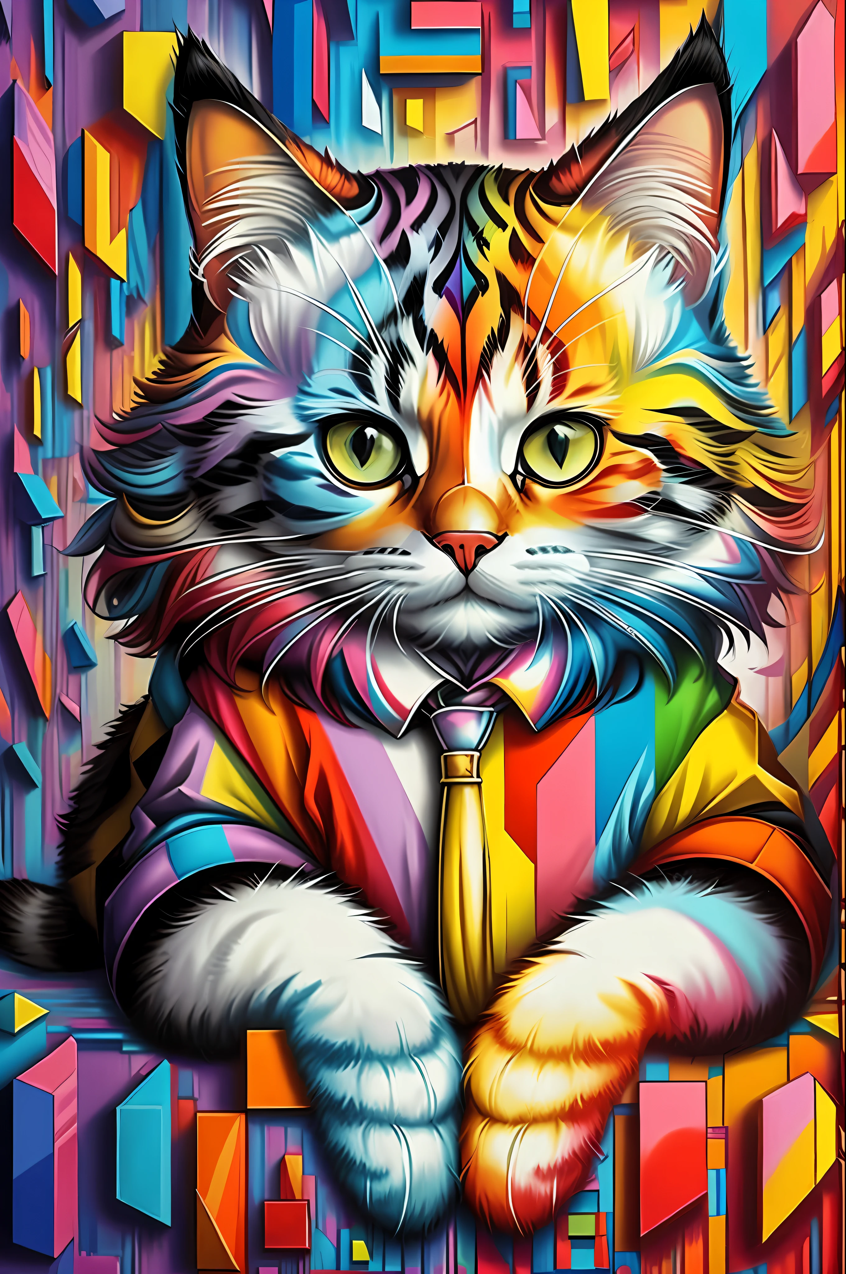 (gato), Eduardo Kobra padding ,multidimensional geometric PORTRAIT wall, arte, Chibi,
Yang08k, lindo, colorida,
obras-primas, maximum quality, melhor qualidade, arte oficiale, lindo and aesthetic,