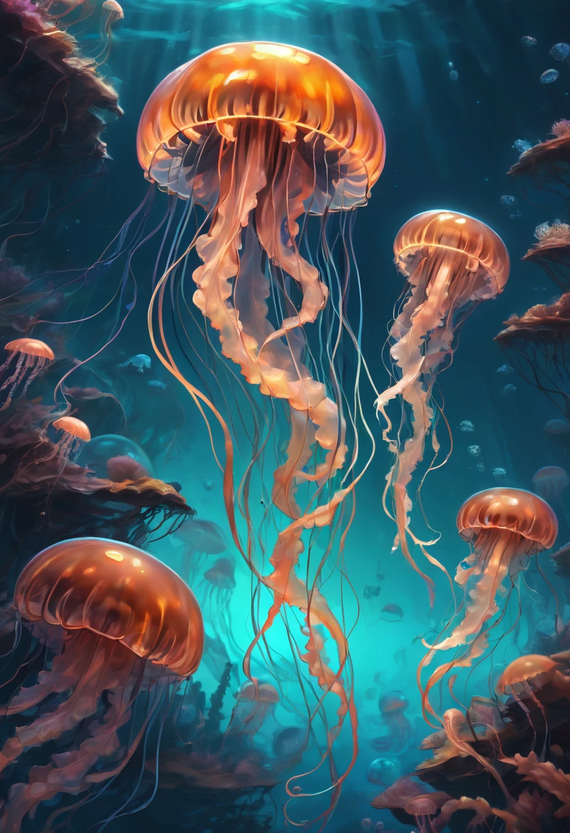 Jellyfish by Georgia O'Keeffe, best quality, masterpiece, Representative work, official art, Professional, Ultra intricate detailed, 8k