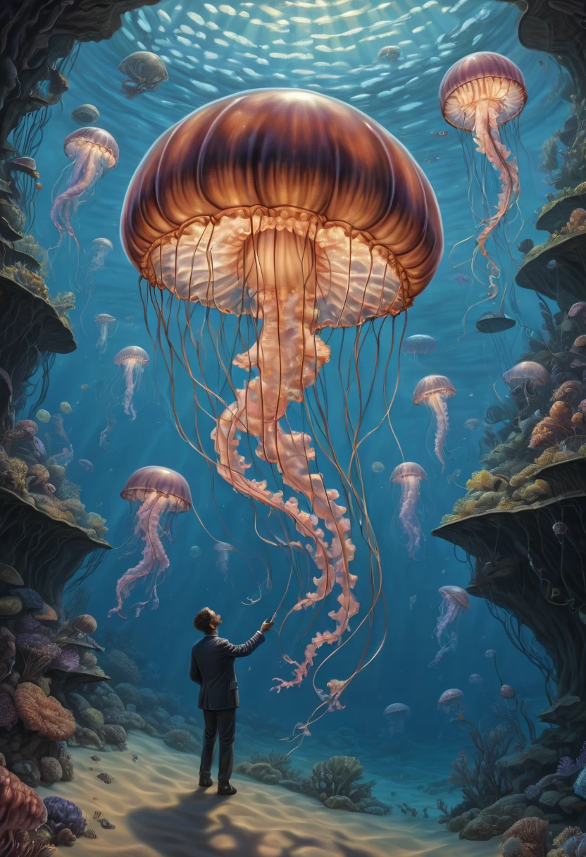 Jellyfish by Rob Gonsalves, best quality, masterpiece, Representative work, official art, Professional, Ultra intricate detailed, 8k