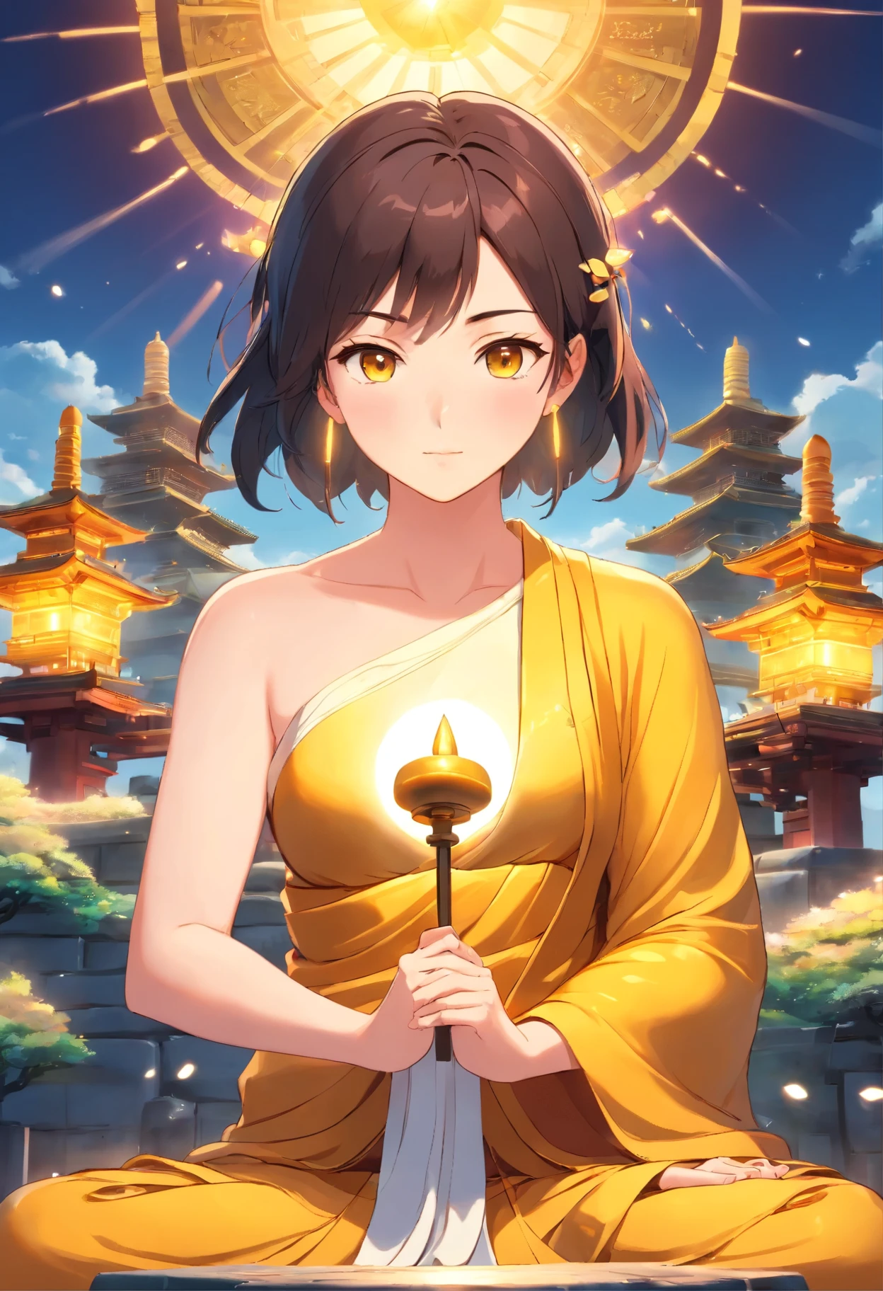 Great Buddha、god々々right、Optics、Amaterasu、effective light、bring good luck、Jizo-sama、Golden yellow、((highest quality、8k、masterpiece: 1.3))