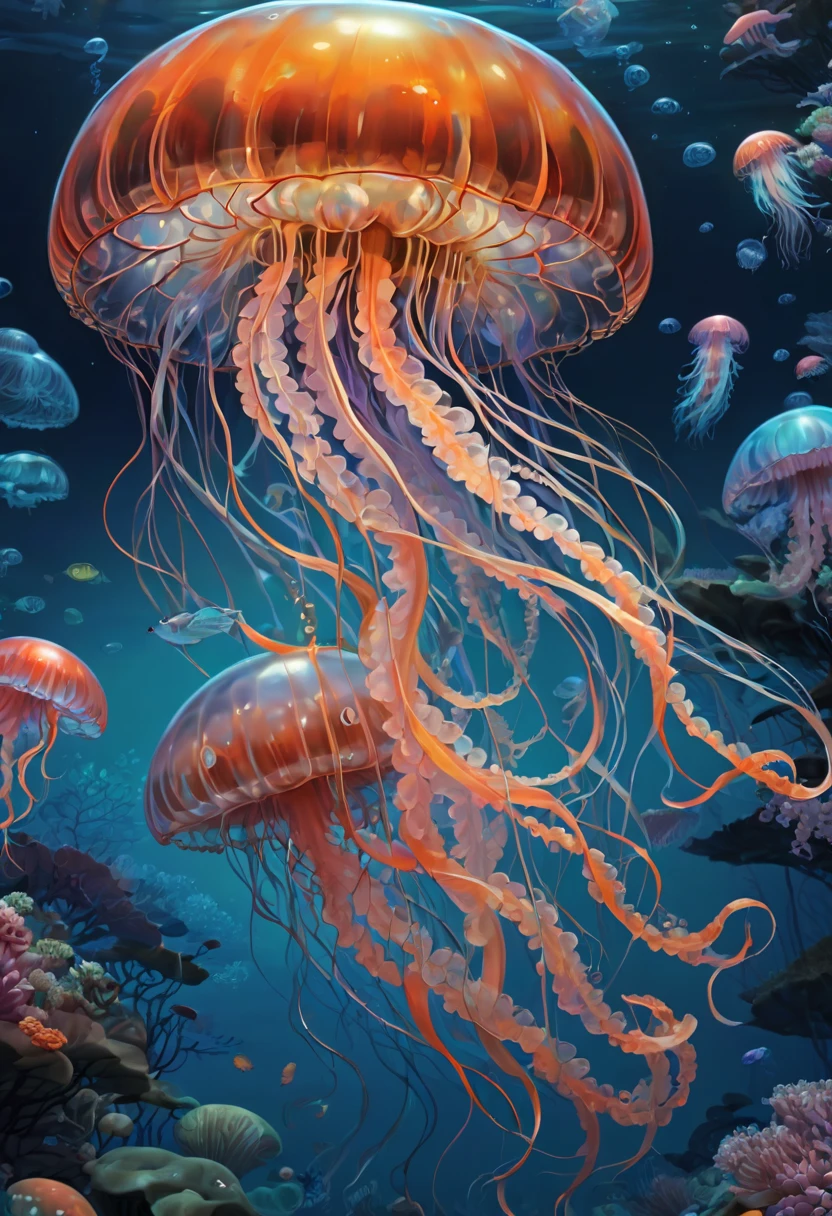 Jellyfish by Chiho Aoshima, best quality, masterpiece, Representative work, official art, Professional, Ultra intricate detailed, 8k