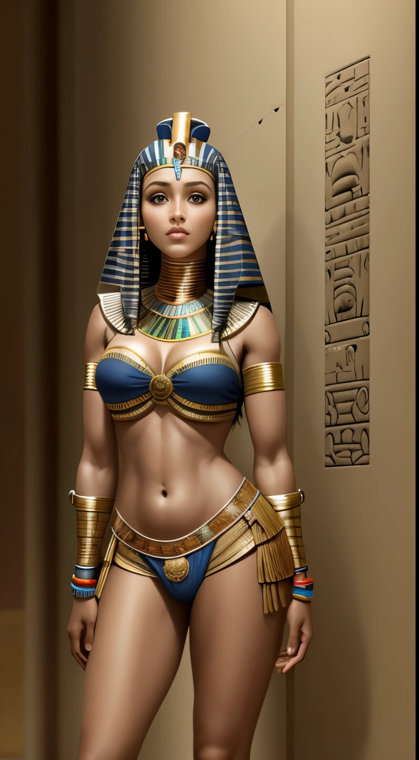 melhor qualidade，obra-prima，final resolution，felpudo，extremamente colorido，colorida，corpo magro e seios pequenos, Ancient Egyptian mummy beauty，Mulher bonita envolta em bandagens，Bandagens por todo o corpo，bandagens，has no clothes，Postura normal