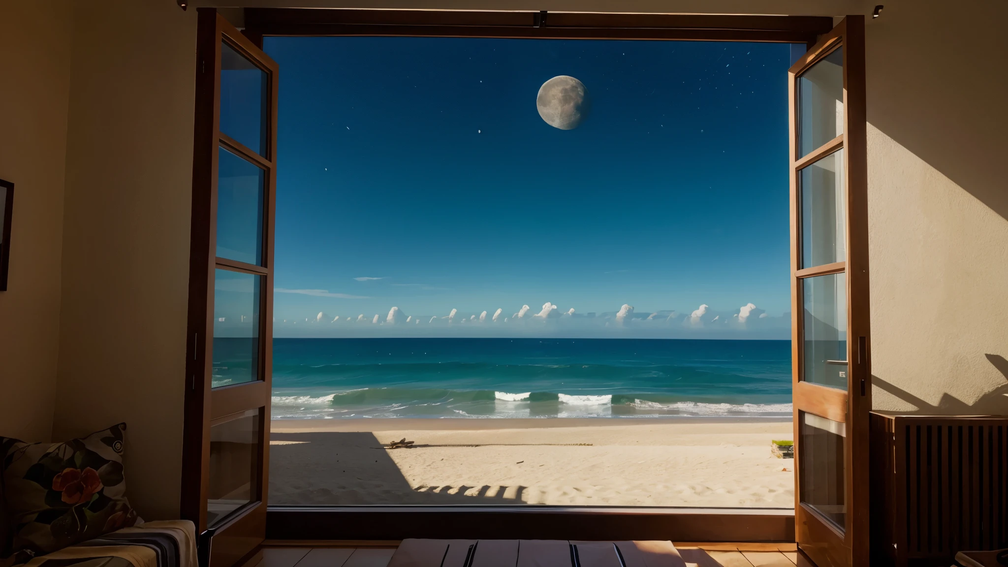 sleeping,moon,beach,window 