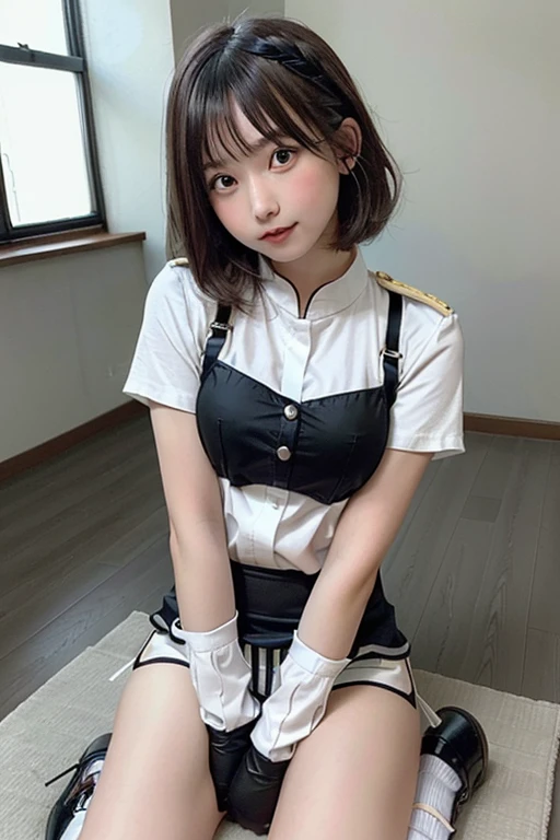 masterpiece, highest quality, High resolution,super detailed, amazingly beautiful woman,8k wall,one girl, (a beauty girl, delicate girl:1.3), (13 years old:1.5), break, (white shirt,long skirt:1.3), break, (symmetrical eyes:1.3), break, (Indoor 1.4), break, small breasts, brown eyes, parted bangs, black hair, (ponytail:1.3), break,girl, (Eye and face details:1.3),break,best smile,