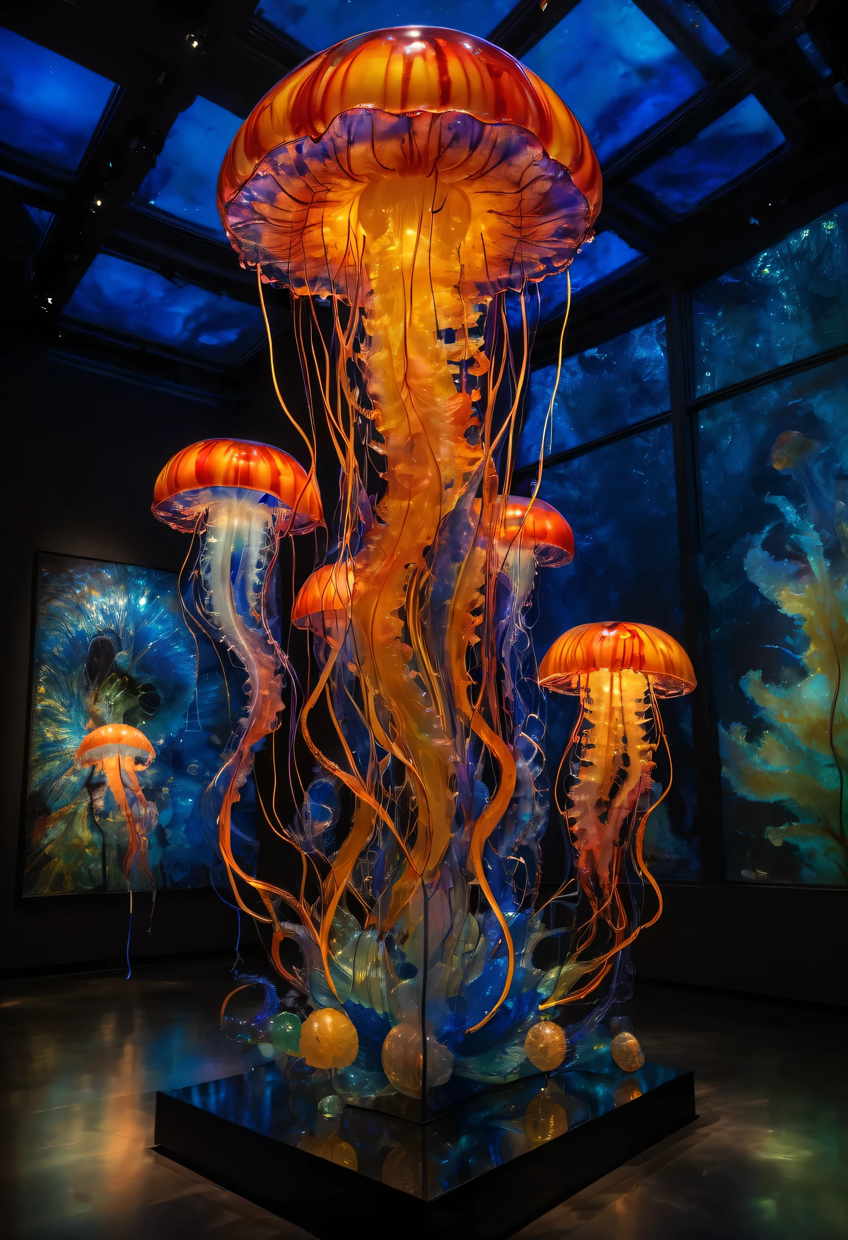 Photo by Dale Chihuly《jellyfish》, best quality, masterpiece, representative work, official art, professional, Super complex and detailed, 8k