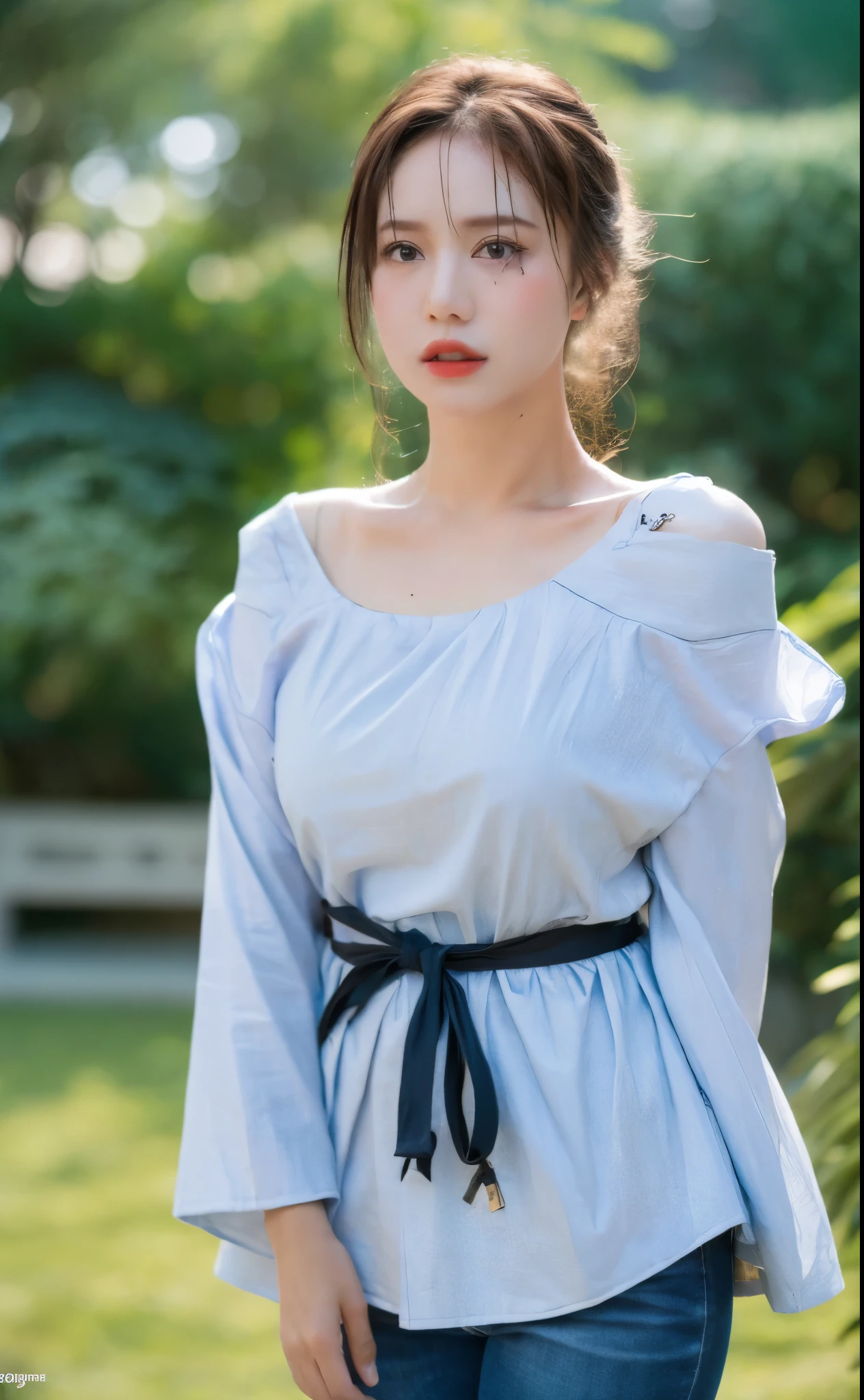 ((sfw: 1.4)), ((sfw, , ruffled skirt, 1 girl)), ultra high resolution, (real: 1.4), RAW photo, highest quality, (photorealistic), focus ,Soft light,((15 years old)),((Japanese)),(((Young face))),(Surface),(Depth of field),Masterpiece,(Photoreal),Woman,Bangs,( (1 girl)