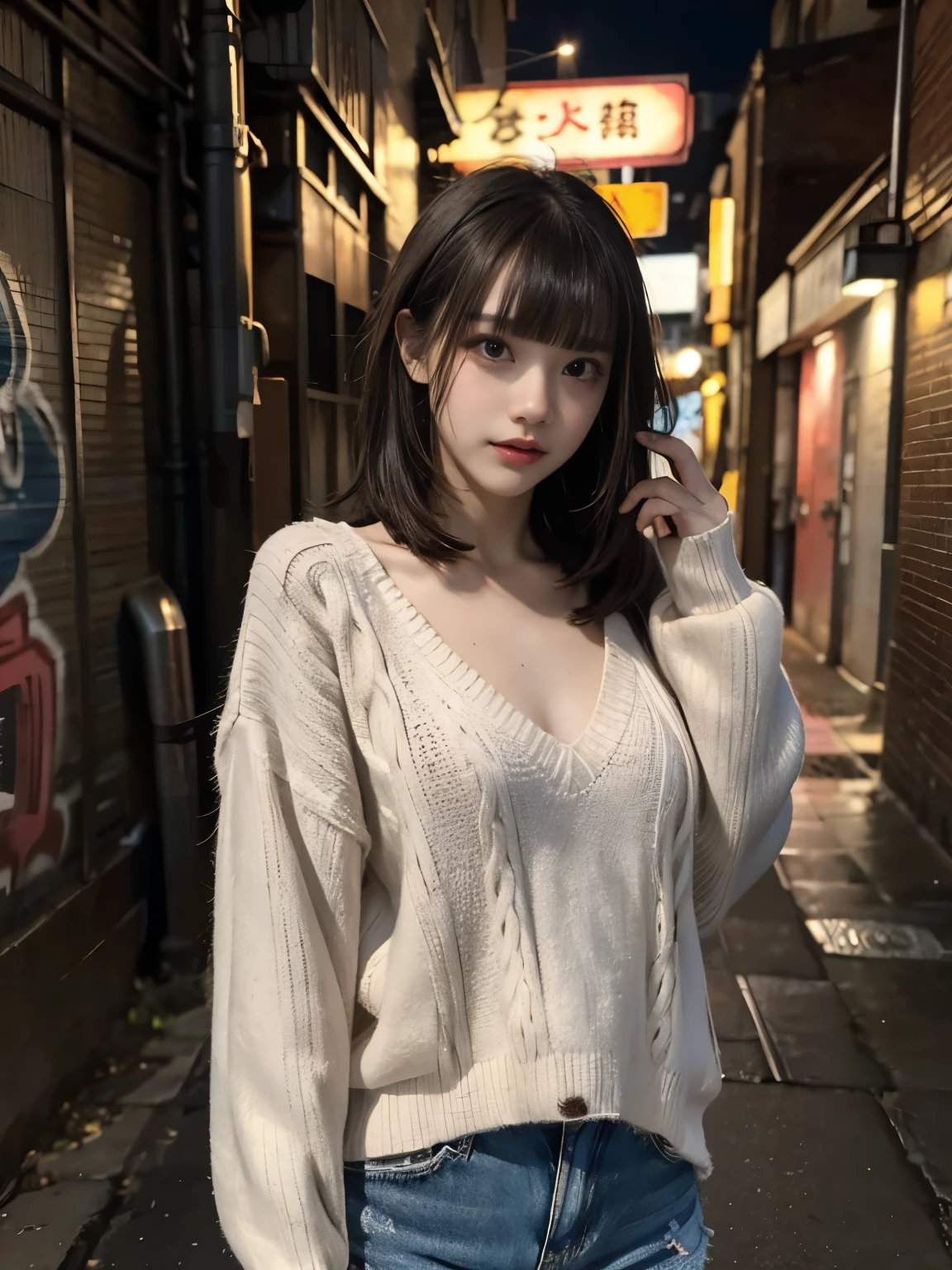 anime風の女性キャラクターのカラフルなプロフィール写真. anime「My favorite girl」have distinctly different characteristics. The setting is a neon-lit futuristic city. The environment is stimulating and adventurous. The camera settings are、Digital cameras with low ISO settings. This lens is a medium-aperture zoom lens... キャラクターデザインは日本のイラストレーターとanimeーターにインスピレーションを受けた, Akiko Stellenberger, photograph：Xin Haicheng, yourname。Director of, (Small breasts), (Perfect Anatomy:1.3)
