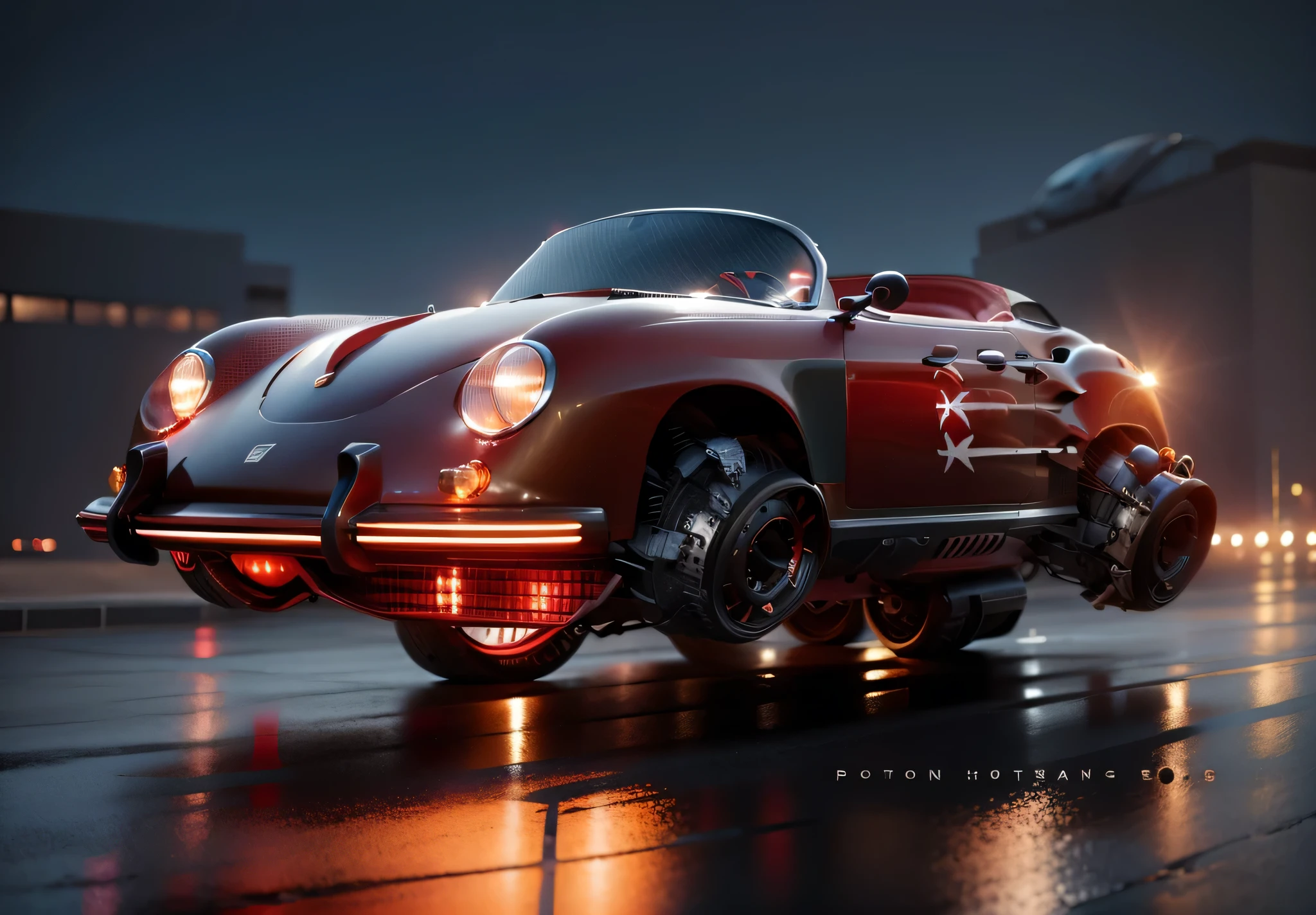 PAIRE PORSCHE, Realista, High definition, cyberpunk in cybercity at night. Editorial photo shoot in the city center at night. Cinematic lighting