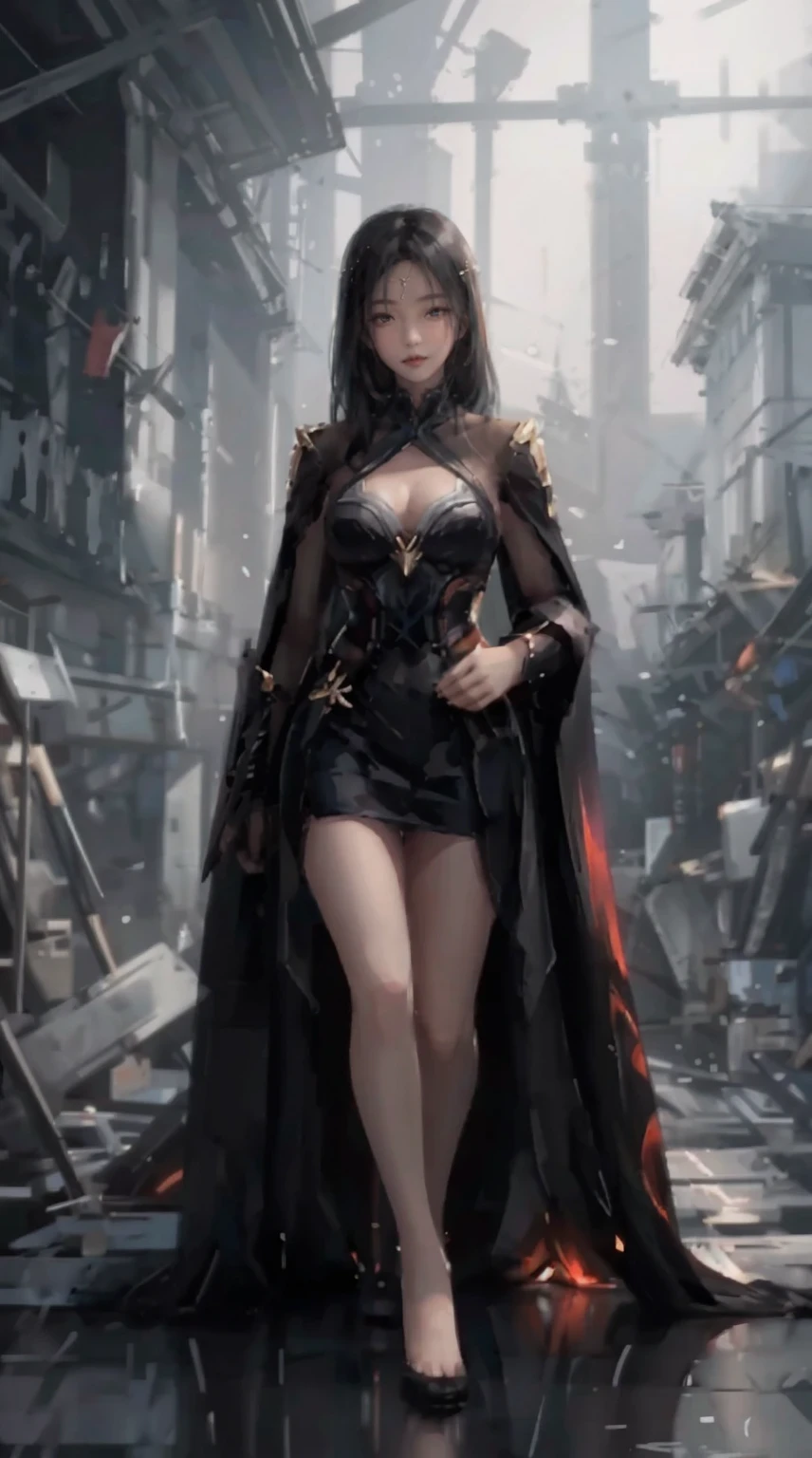game character, East Asian original art character design, 1 girl, alone,[:(gradient background:1.5):40],whole body,big breasts, Supergirl costume dress,atmospheric perspective, Sony FE,