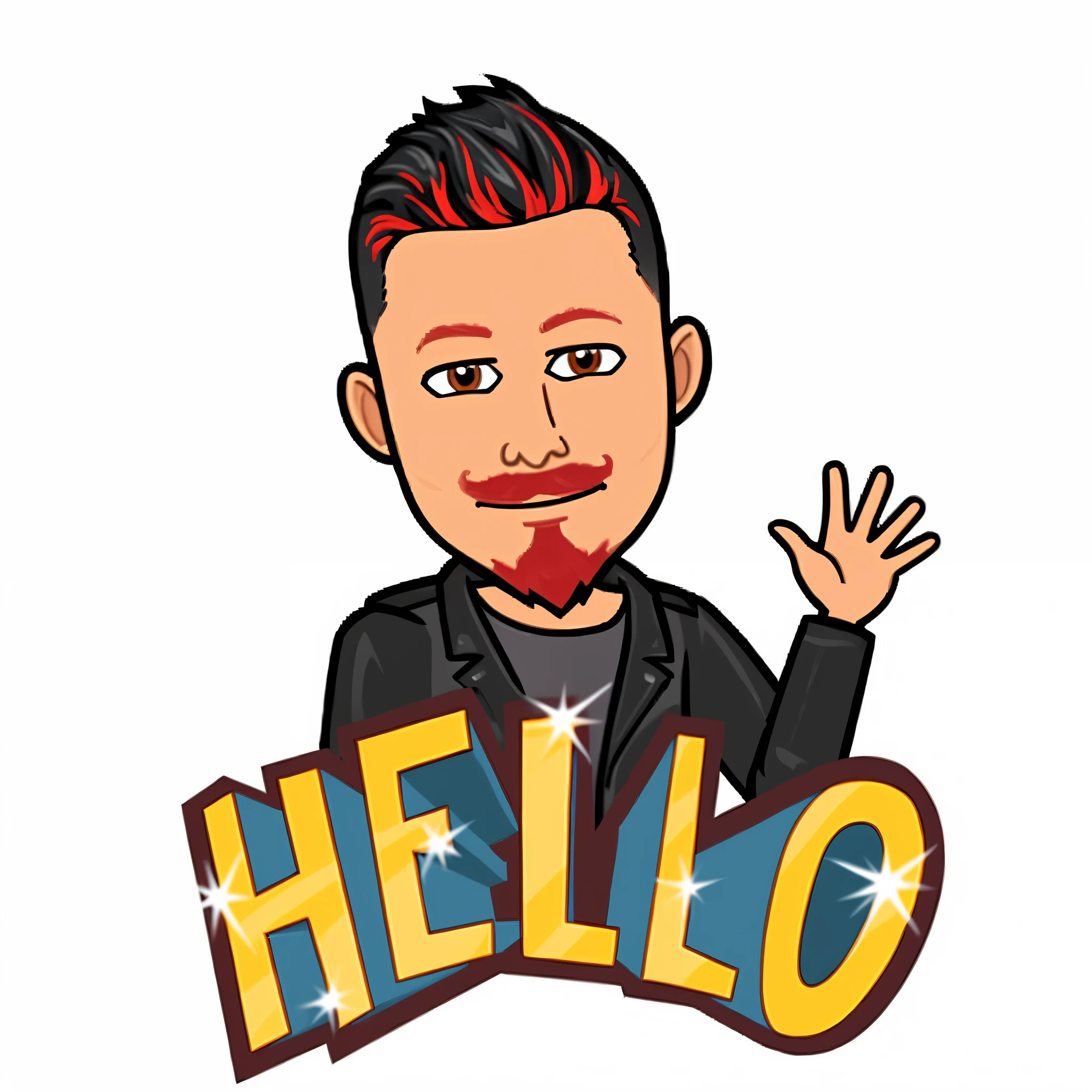 cartoon man with red hair and a black jacket waving his hand, hello, telegram sticker, in cartoon style, avatar for website, telegram sticker design, uploaded, cartoon artstyle, chibi, avatar image, cartoon style illustration, charicature, no gradients, random artist, reddit post, ???, hello world, cartoon illustration, cartoonish and simplistic