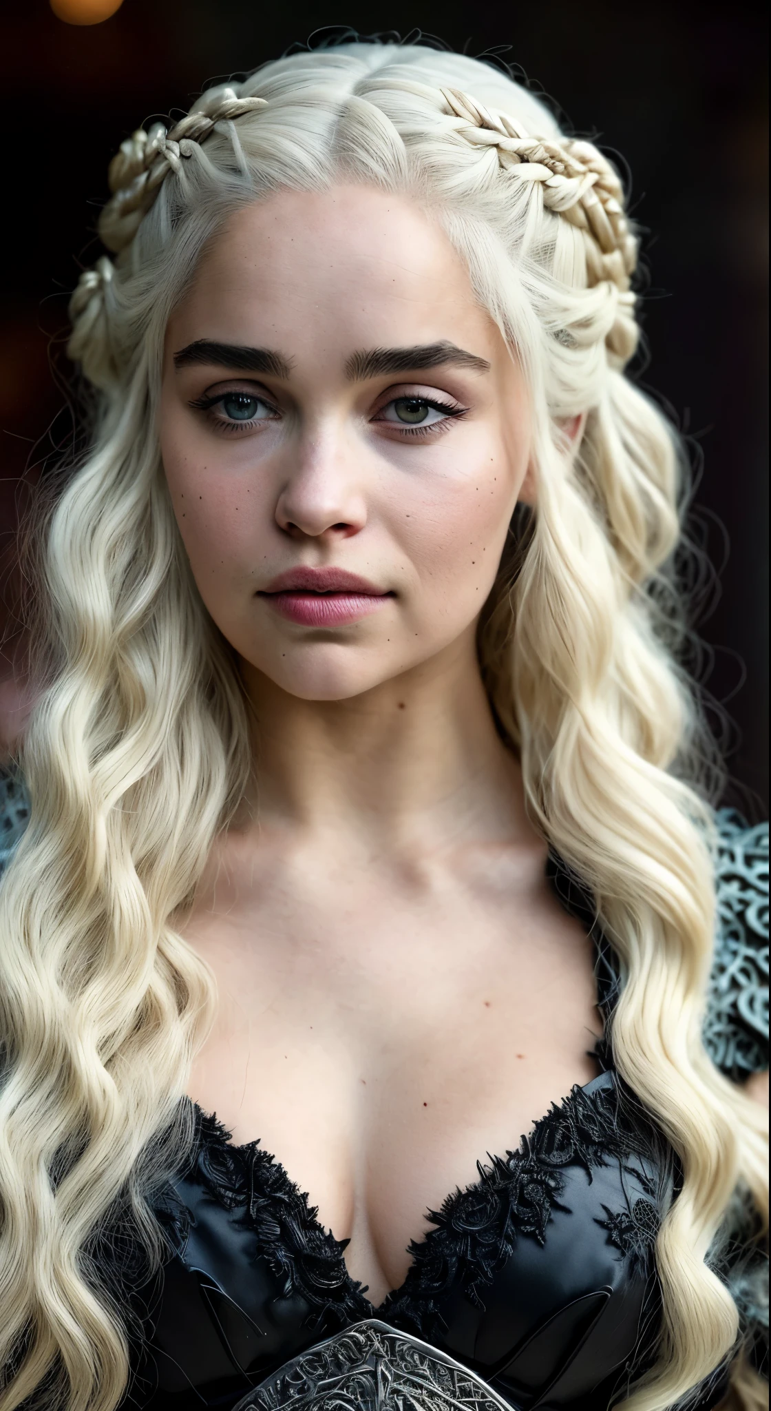 Royal Satin dress, Perfect eyes, flawless Beauty, pierced eyes, Masterpiece, Daenerys Targaryen, Gorgeous woman, queen, Queen Lady, Princess of Dragonstone, black mole on breast, The Unburnt, Queen of Meereen, Queen of the Andals, the Rhoynar and the First Men (claimant), Protector of the Seven Kingdoms (claimant), Khaleesi of the Great Grass Sea, Breaker of Shackles, Mother of Dragons, The One Who Was Promised, Lady of Dragonstone , 45 years Old, she is a Full growned lady now, beautiful mature lady, the queen, milf beauty, mature queen, Best quality, a small, charming Beauty, a captivating woman, fully ripen milf body, lustful queen, alluring appearance, unrivaled beauty, wonderful breasts, large breasts, mediaeval erotic costumes, a Game of Thrones-inspired costume, a close-up of a woman from the middle ages, Daenerys Targaryen, Daenerys, resembles Emilia Clarke, Emilia Clarke, scene from "Game of Throne," deep cleavage, warrior princess, healthy body, perfect thick body, attractive figure, fleshy body, style of "Game of Throne," beautiful lady, beautiful woman, mediaeval clothes, stunning woman, 8K, insane details, dress made of clothes and jewelry, perfect hair, styled hair, high clarity eyes, perfect hands, perfect fingers, perfect eyes, skin pores, stunning beauty, beautymarks on her breast, beautymarks on her breast gives her more charm, black moles, insane skin texture,