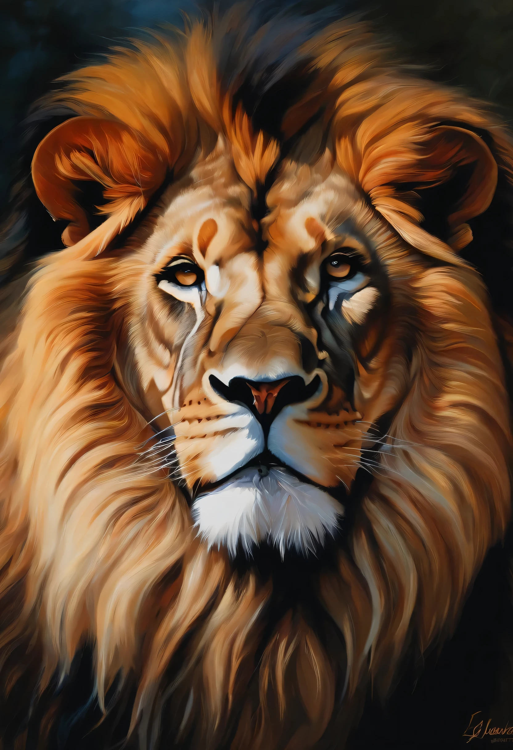 a lion, a arte de Tim Jacobus, oil painting