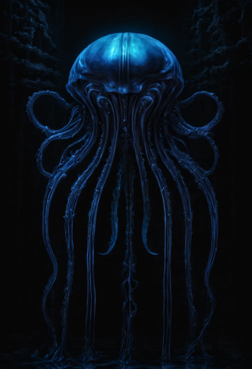 bioluminescent sea creatures, deep ocean exploration, jellyfish and corals glowing, (H.R. Giger:0.8, neon colors:1.2, dark aquatic ambiance:1.3), (Best quality:1.5, masterpiece:1.5).