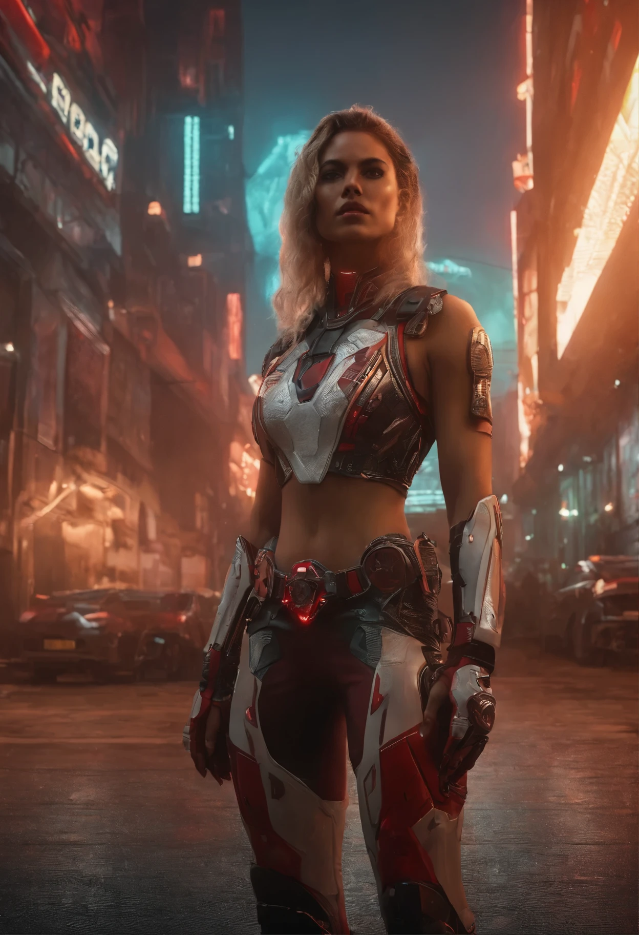 obra de arte, melhor qualidade, javali cyberpunk americano musculoso, tiro de corpo inteiro, ((parado em cima da gramado)), Roupa pop inspirada no time de futebol palmeiras, white and red green colors and bold patterns, War Accessories, penteado moderno e inovador, maquiagem vibrante, Cyberpunk's stunning stadium landscape, paisagem de jogo de futebol, Placas de neon, luzes LED, bright and vivid color scheme, futebol, illustration, textura detalhada da pele, Textura detalhada de guerra,rosto bravo com charuto detalhado, detalhes intrincados, ultra detailed hands.