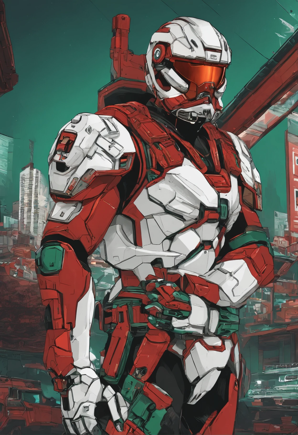 obra de arte, melhor qualidade, javali cyberpunk americano musculoso, tiro de corpo inteiro, ((parado em cima da gramado)), Roupa pop inspirada no time de futebol palmeiras, white and red green colors and bold patterns, War Accessories, penteado moderno e inovador, maquiagem vibrante, Cyberpunk's stunning stadium landscape, paisagem de jogo de futebol, Placas de neon, luzes LED, bright and vivid color scheme, futebol, illustration, textura detalhada da pele, Textura detalhada de guerra,rosto bravo com charuto detalhado, detalhes intrincados, ultra detailed hands.