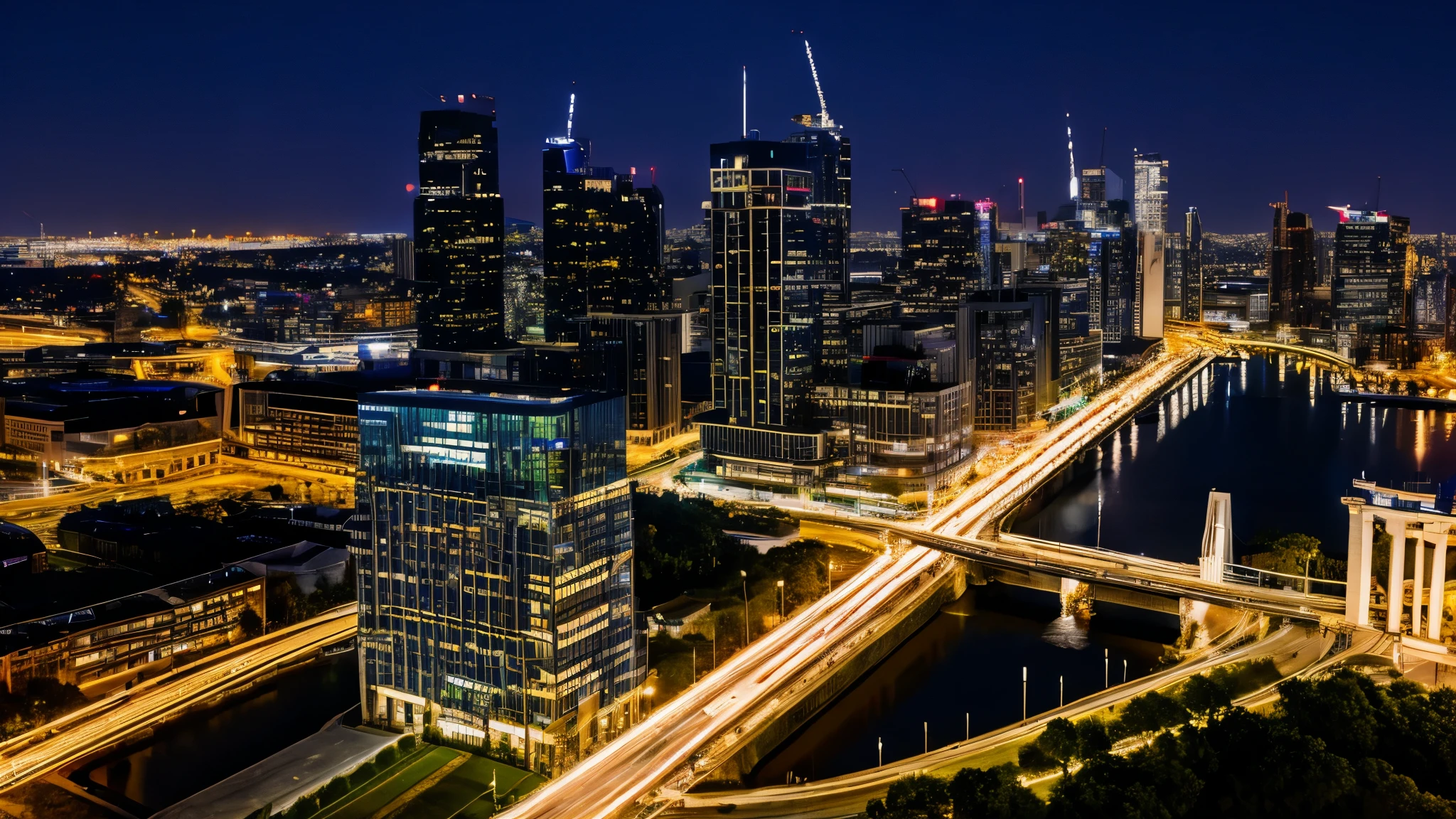 city at night with big buildings 