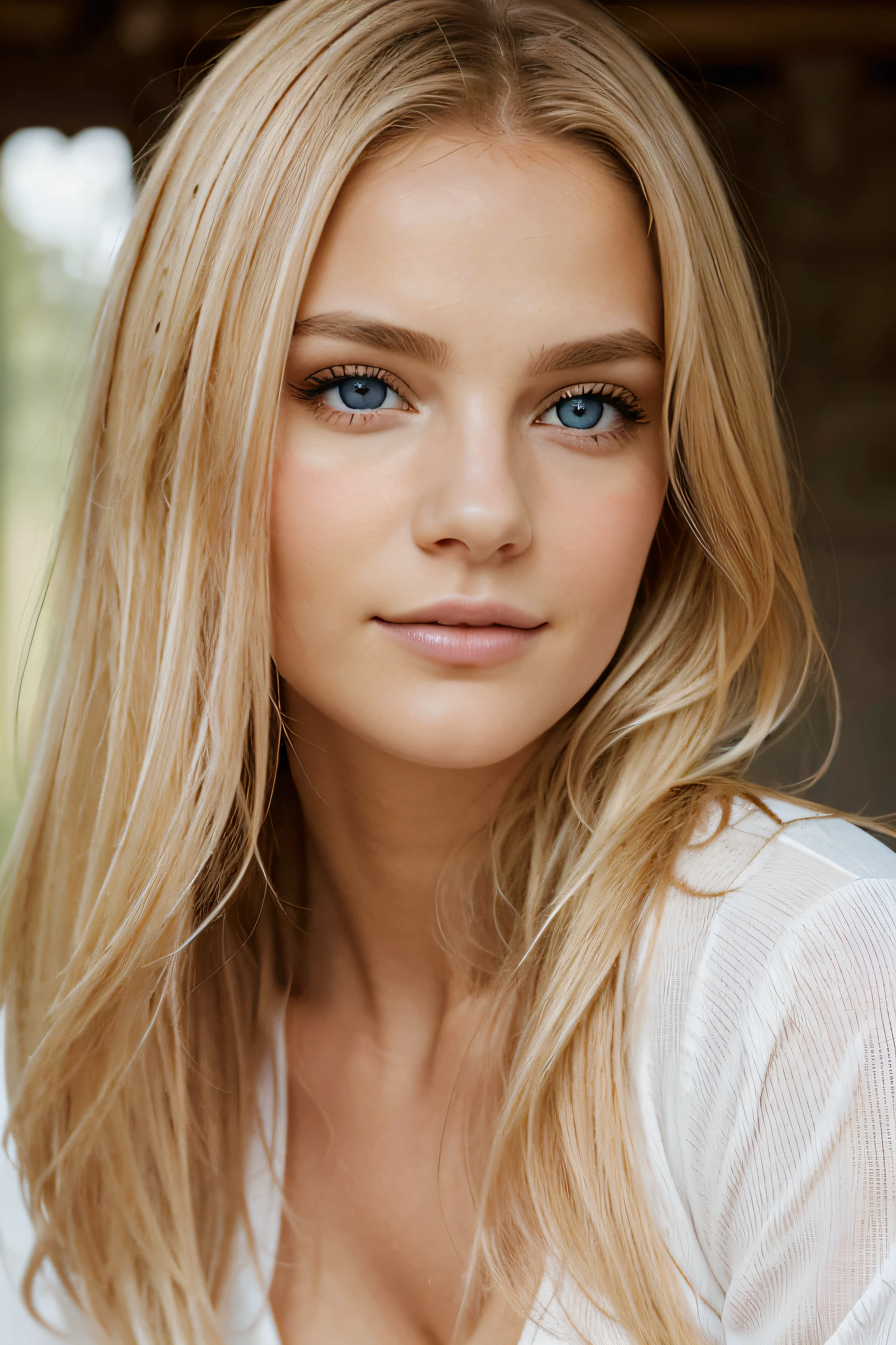 natural, looks at the camera, retrato, loiro, cabelo levemente cacheado, Olhos lindos, friendly face, cara interessante, pele detalhada, rosto detalhado