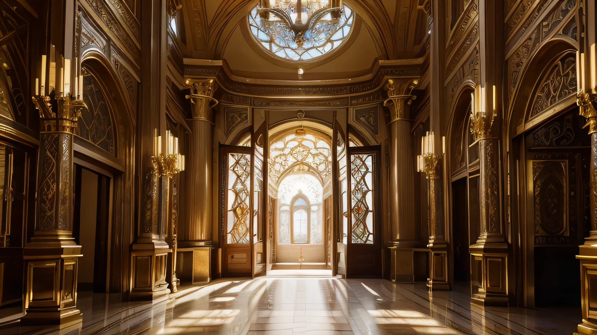 (melhor qualidade,4k,8K,high resolution,obra de arte:1.2),ultra-detalhado,(Realista,photoRealista,photo-Realista:1.37),templo da grandeza,expansivo,templo espetacular,arquitetura grandiosa,estilo grego opulento,statues of gods decorated in gold,shiny marble floor,vasos e tapetes luxuosos,atmosfera majestosa,Sunlight streaming through stained glass windows,cores vivas,imposing presence,beleza hipnotizante,artesanato inspirador,ambiente sereno e tranquilo,magnificent scale,symmetrical design,detalhes elaborados,pilares impressionantes,evocando um senso de divindade,lustres brilhantes,ethereal sculptures,sombras salpicadas de portas em arco,sunny courtyard with lush gardens,splendid tapestries hanging on the walls,whisper of history echoing through the halls,masterful combination of artistry and precision,overwhelming feeling of opulence and grandeur,immaculate attention to detail,aura poderosa e divina,exquisite aesthetics,an oasis of tranquility amidst the busy city life,a sanctuary for spiritual comfort.