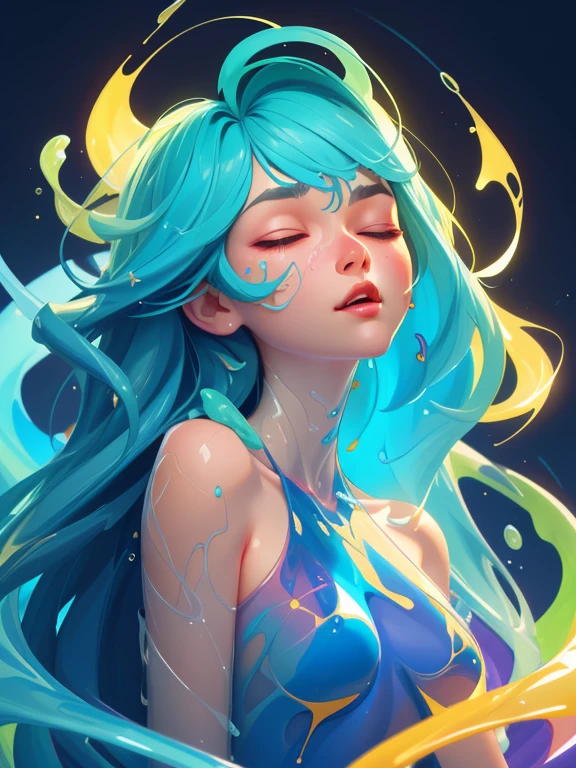 ((High Definition Image)),((minimalistic illustration), (por Genndy Tartakovsky) + (Directed by: Ralph Steadman), (A close-up of a water fairy), brilho no ar, symmetr, arte conceitual, haze:1.5, kawaii aesthetics:1.4, mistborn, (((trending on ArtStation))), trend in CGSociety, global ilumination
