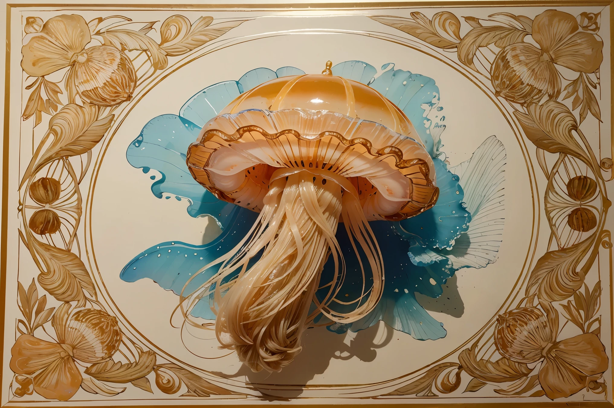 masterpiece, best quality, Jellyfish, invertebrates, flat color, oil painting style