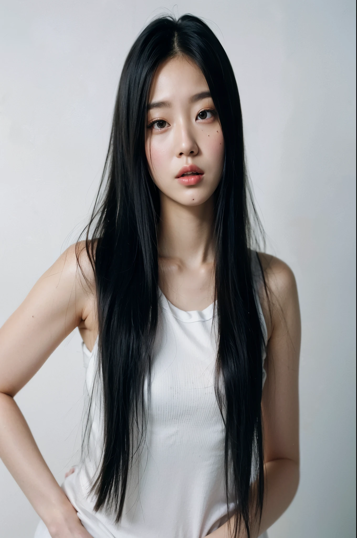 un primer plano de una mujer con cabello largo y negro posando para una foto, Jennie rosa negra, jaeyeon nam, heonhwa choe, aparcar desde-min, lee ji - eun, lee ji-eun, actriz femenina de corea, hermosa mujer surcoreana, seson yoon, kwak ji joven, Gongbi, muchacha coreana, ojos grandes, mirada oscura, loona Yves, aespa karina, mirada ruda