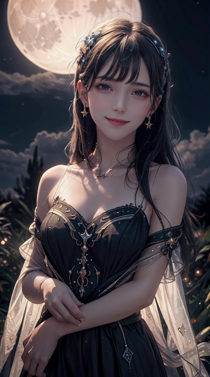 Monster Energy AI,laser,(best quality,4k,8k,high resolution,masterpiece:1.2),Super detailed,(actual,photoactual,photo-actual:1.37),high dynamic range,ultra high definition,studio lighting,Ultra-fine painting,sharp focus,physiCarlly-based rendering,extremely detailed description,professional,bright colors,Bokeh,portrait,night sky,moon,ribbon,vitality,Dark silhouette,flowing long hair,feminine,Calm expression,sky full of stars,breeze,twinkling stars,peaceful atmosphere,soft light,subtle highlights,Silky texture,wisps of clouds,mysterious atmosphere,ethereal beauty,Carlmness,dreamlike,tranquility at night,magnificent scene,Magic is in the air,Celestial Enchantment,intimate moments,quiet contemplation,elegant posture,sense of surprise,moonlit landscape,tranquility in darkness,sentimental,Romantic,moon's reflection,Carl,
