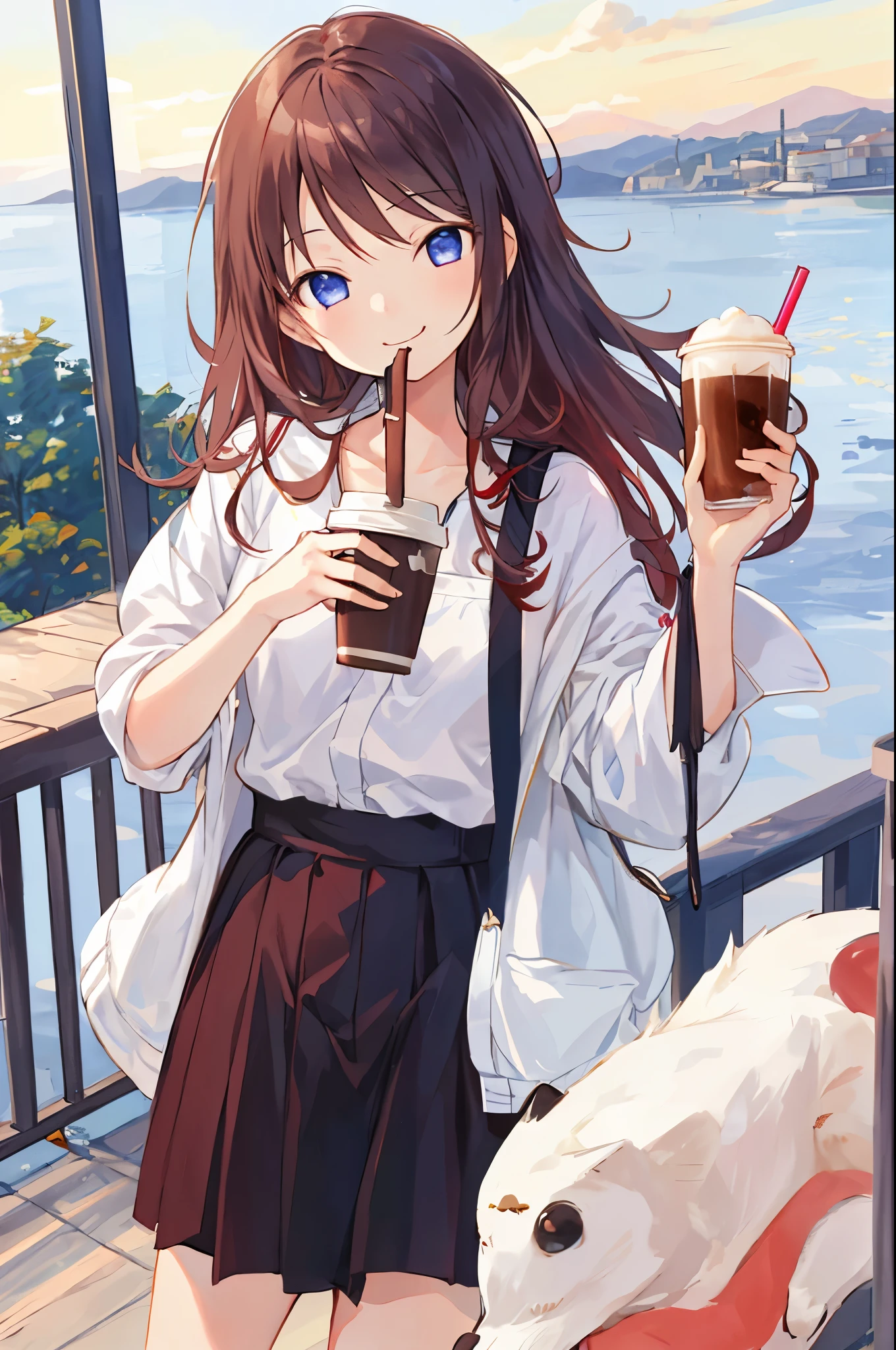 A girl drinking coffee deliciously、best smile、I want to protect, this smile、