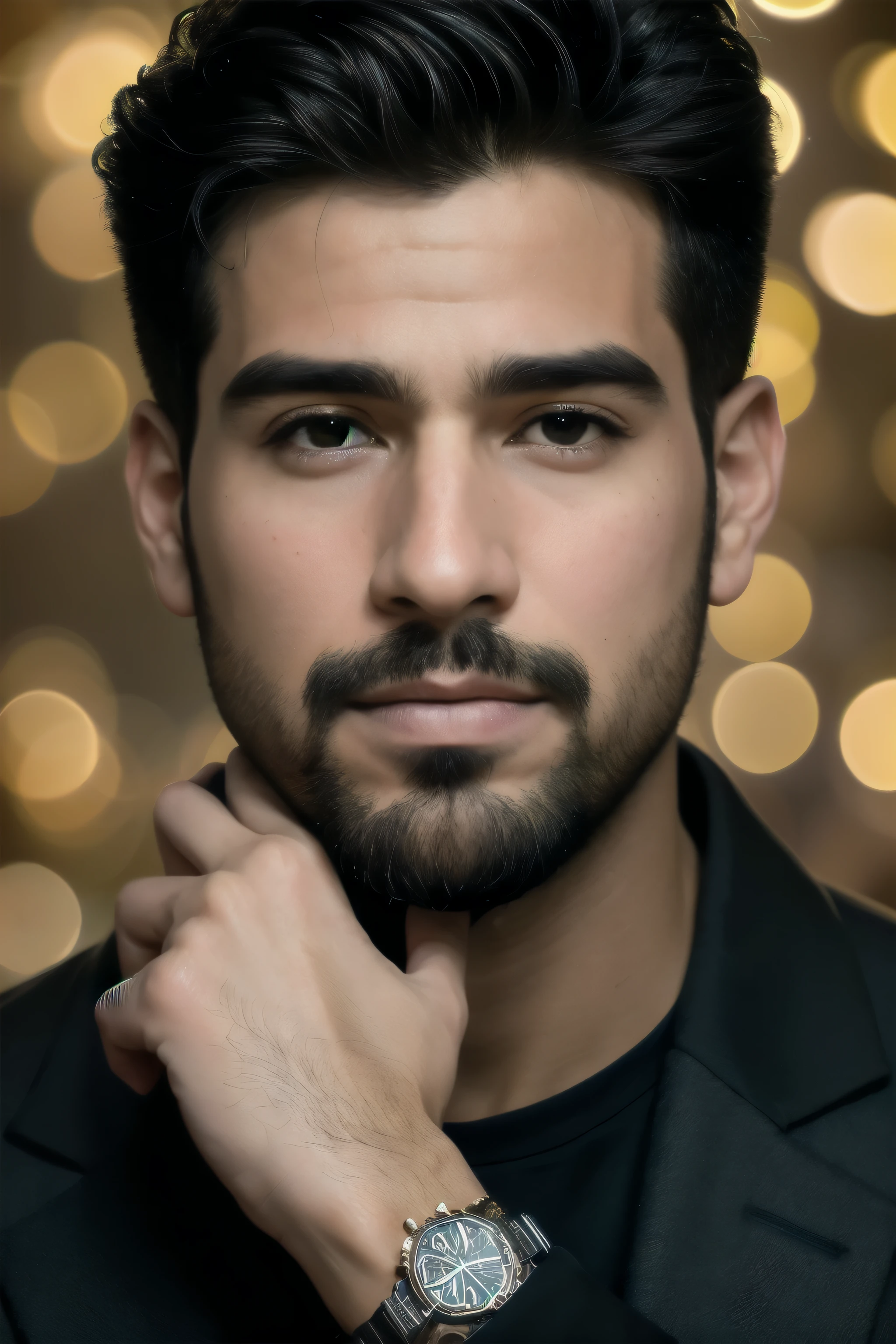 (highest resolution, distinto_Imagen) Mejor calidad, ((1 male)), , Obra maestra, Alto detalle, semi-realista, pelo corto gris, pelo canoso, golpes, maduro, Joven, Alto y fuerte, The body on the right is dressed in a black coat.., Duro y serio, alto y guapo, majestuoso y poderoso, con exquisita textura facial, bokeh