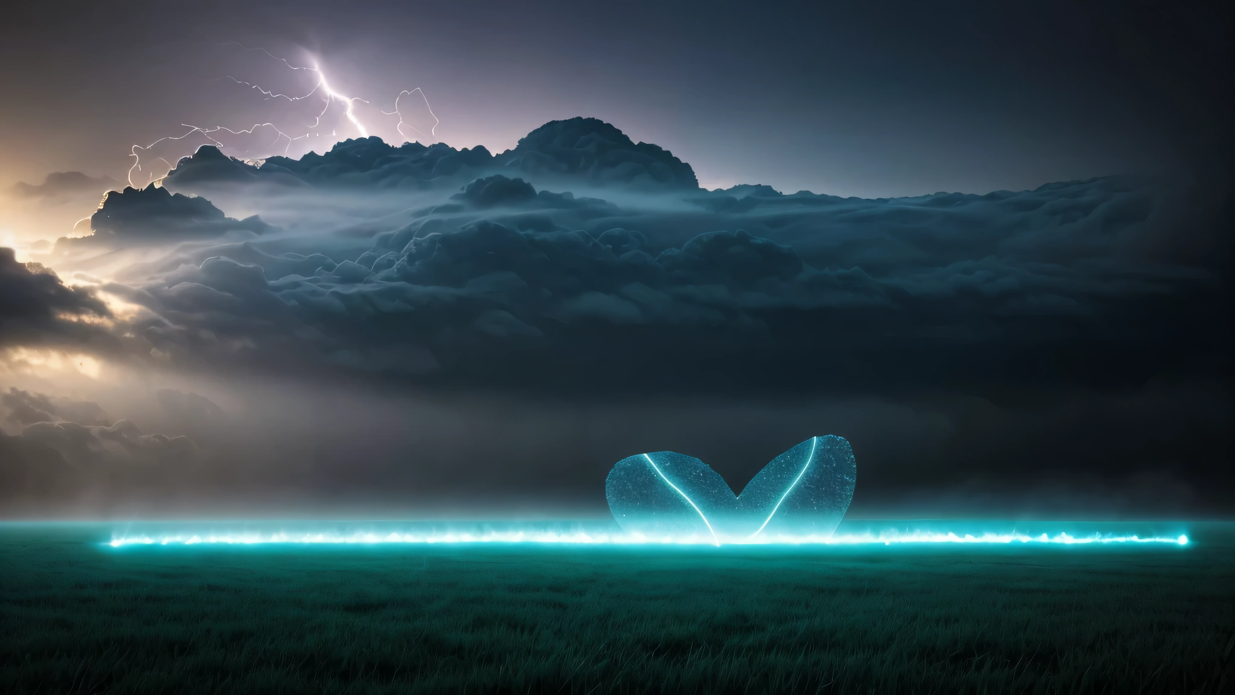 focus, high quality, 8K Ultra HD, High contrast, ((magic dust is formed from a musical note)) beautiful dark blue sky with solar eclipse, clouds are running across the sky, tall, mighty poplars grow on the sides,high quality, 8K Ultra HD, High contrast, ((many musical notes symbols, gold color musical symbols) on a turquoise heart, An all turquoise heart floats in the air above matte black wet stones with detailed texture and lots of realistic grass, and black clouds with a moving galaxy run across the dark blue, the heart sparkles, автор Yuki Sakura, High detail, and in the middle of the field there is a mysterious old house of the 18th century., sparks, camera glare from sunlight, flash of lightning, incredible dust is in the air)) (fog, nebula , volumetric light,), Yuki Sakura, High detail, saturation