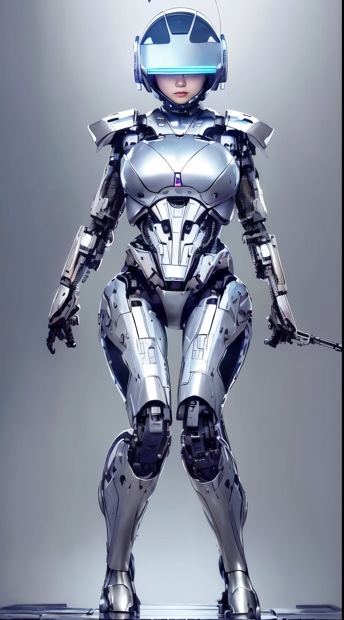 body, body, woman, Ultra-realistic, robot, cyborg, Plain background, Stands facing the spectators, super high quality, Metal, Dressed, (View your viewers), breasts,saggy,