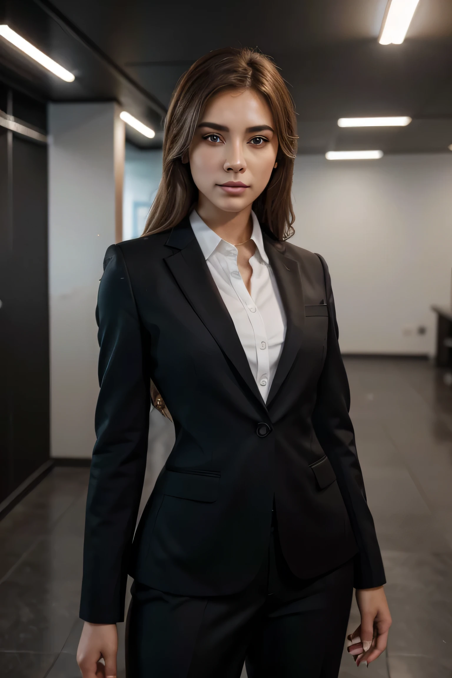 a portrait of a business woman in a suit and tie, No estilo do Unreal Engine 5, Empoderamento feminino --AR 128:85 a woman dressed in a business suit standing in front of people, no estilo de retratos suavemente iluminados, Ultra HD 32K, Curves thrown, energia juvenil, and amber, bonito --ar 128:85 young businesswoman in suit without tie, no estilo de emocionalmente complexo, ondulado --ar 128:85 A beautiful businesswoman is wearing a suit, No estilo do Unreal Engine 5, sharp focus --ar 128:8 cabelos cacheados