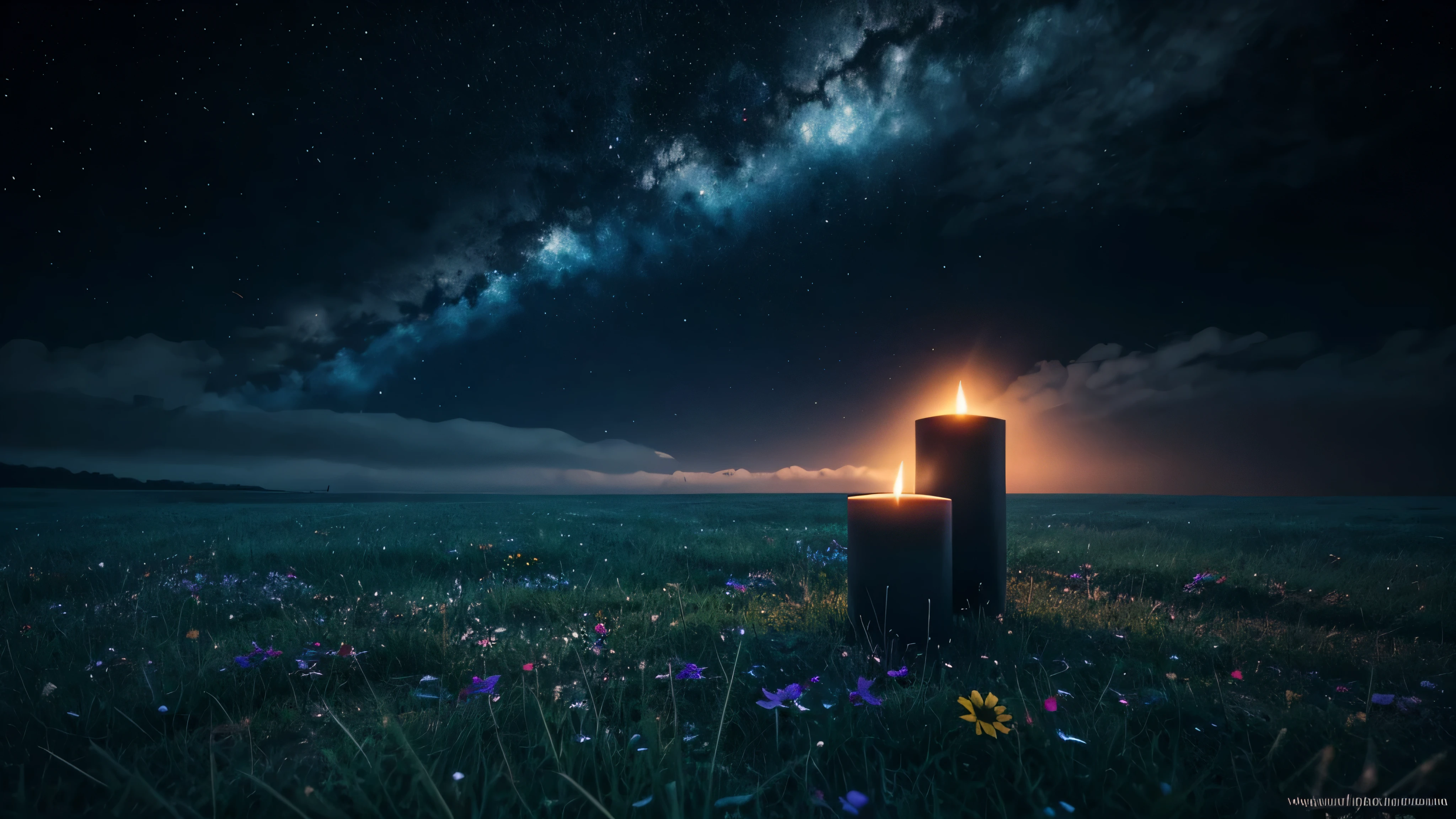 Eternal flame,Russian soldier,REALISTIC CANDLE, candle flame, Floral, all in flowers on a blue background, made from many COLORS, blue splashes around, High detail, High contrast. high quality ultra, 8K, art station, super saturation, focus, focus, high quality, 8K Ultra HD, High contrast, beautiful dark blue sky with solar eclipse, clouds are running across the sky, high quality, 8K Ultra HD, High contrast, ) black matte wet stones with detailed texture and lots of realistic grass, as well as black clouds with a moving galaxy, passing through the dark blue color, the heart sparkles, Yuki Sakura,