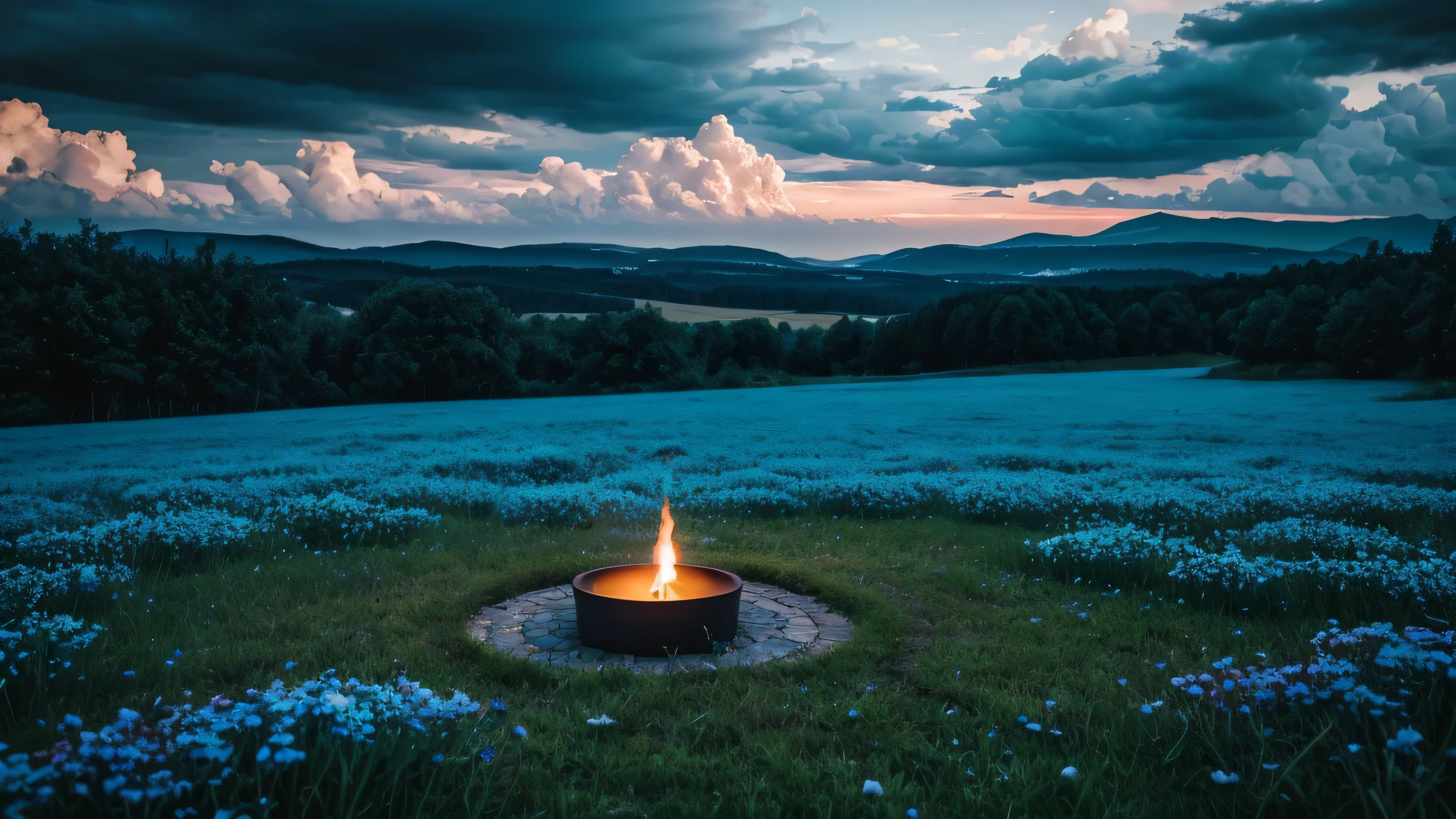 Eternal flame,Russian soldier,REALISTIC CANDLE, candle flame, Floral, all in flowers on a blue background, made from many COLORS, blue splashes around, High detail, High contrast. high quality ultra, 8K, art station, super saturation, focus, focus, high quality, 8K Ultra HD, High contrast, beautiful dark blue sky with solar eclipse, clouds are running across the sky, high quality, 8K Ultra HD, High contrast, ) black matte wet stones with detailed texture and lots of realistic grass, as well as black clouds with a moving galaxy, passing through the dark blue color, the heart sparkles, Yuki Sakura,
