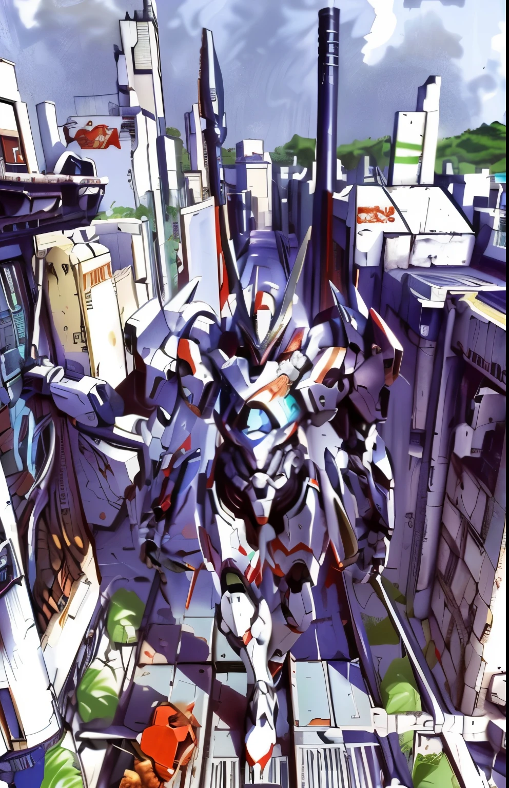 Personajes de anime con una capa roja y una espada antes de la luna llena., Anime rudo 8K, fanart de warframe de alta calidad, exquisito fanart de warframe, Epic anime artwork, fondo de pantalla de arte anime 4k, fondo de pantalla de arte animado 4K, anime mecha aesthetic, arte detallado de onmyoji, fanart detallado de warframe, Arte conceptual digital de alta calidad., Dragon Knight, armadura roja, con pintura desgastada, Neon Genesis Evangelion Style, (solo)