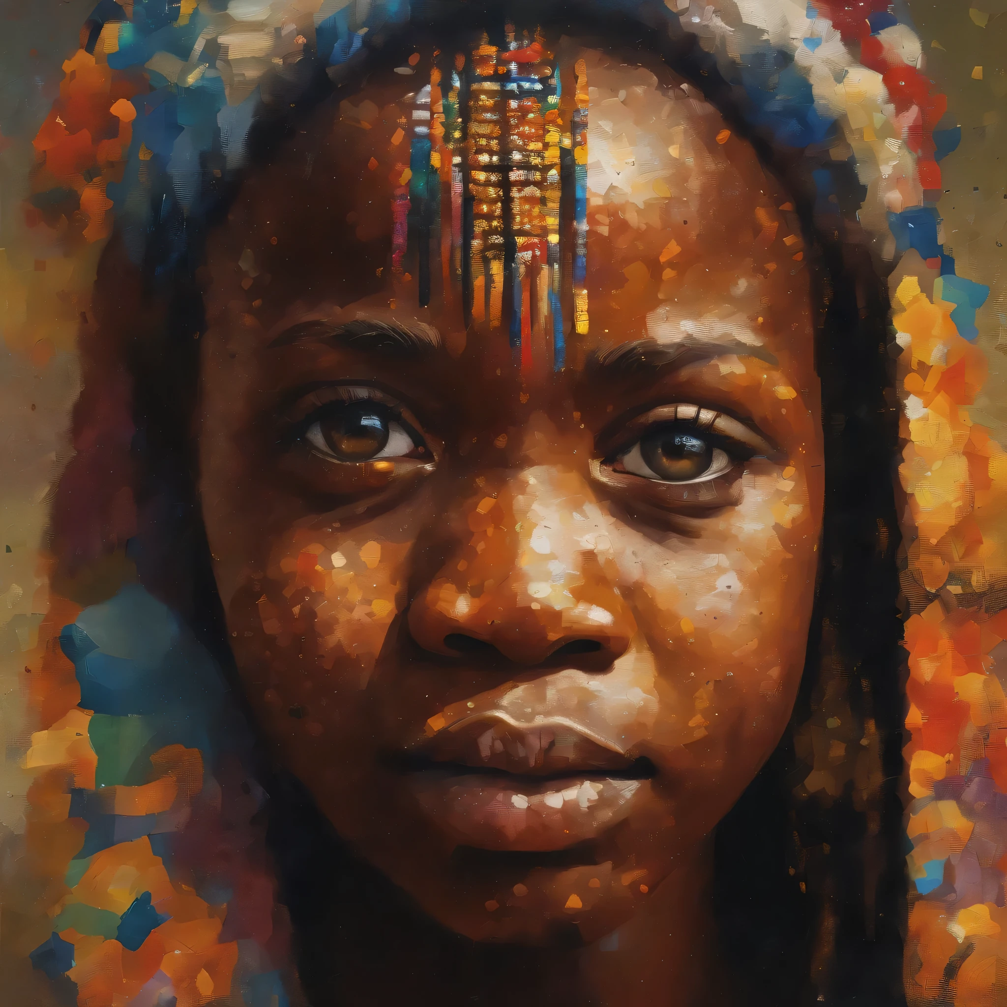 art of african art poster, in the style of alejandro burdisio, hyper-realistic pop, emilia wilk, uhd image, pictorial harmony, colorful, eye-catching compositions, black paintings