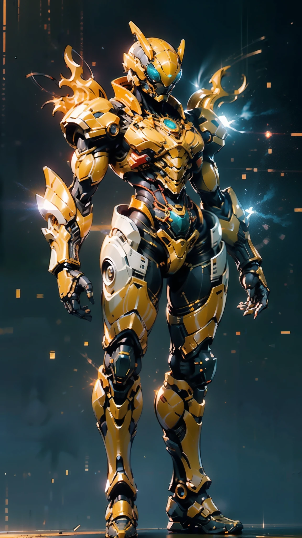 A woman adorned in fantasy-style full-body armor, a crown-concept fully enclosed helmet that unveils only her eyes, a composite layered chest plate, fully encompassing shoulder and hand guards, a lightweight waist armor, form-fitting shin guards, the overall design is heavy-duty yet flexible, ((the armor gleams with a golden glow, complemented by red and blue accents)), exhibiting a noble aura, she floats above a fantasy-surreal high-tech city, this character embodies a finely crafted fantasy-surreal style armored hero in anime style, exquisite and mature manga art style, (Queen bee mixed with Spider concept Armor, plasma, blood), ((Element, energy, elegant, goddess, femminine:1.5)), metallic, high definition, best quality, highres, ultra-detailed, ultra-fine painting, extremely delicate, professional, anatomically correct, symmetrical face, extremely detailed eyes and face, high quality eyes, creativity, RAW photo, UHD, 32k, Natural light, cinematic lighting, masterpiece-anatomy-perfect, masterpiece:1.5