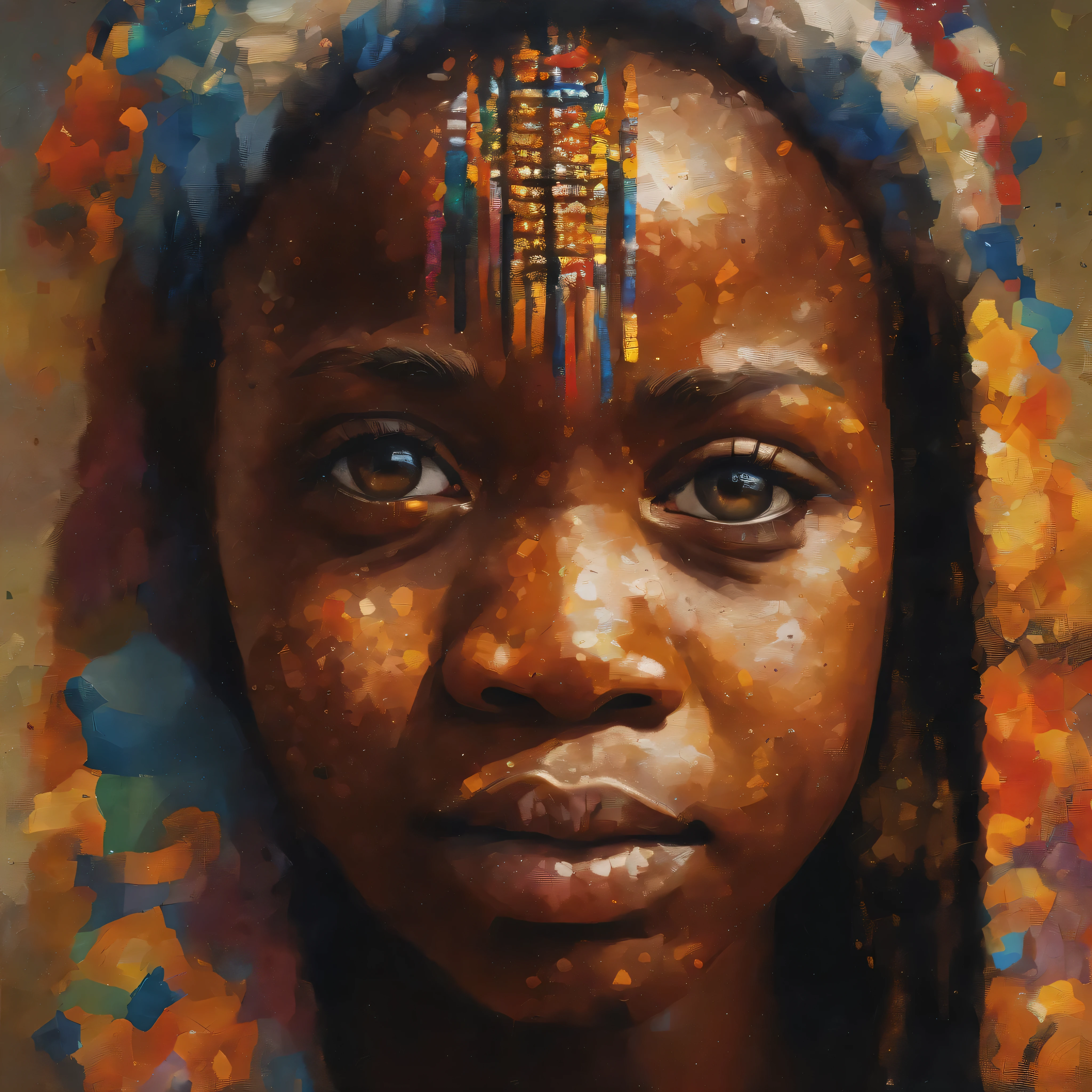 art of african art poster, in the style of alejandro burdisio, hyper-realistic pop, emilia wilk, uhd image, pictorial harmony, colorful, eye-catching compositions, black paintings