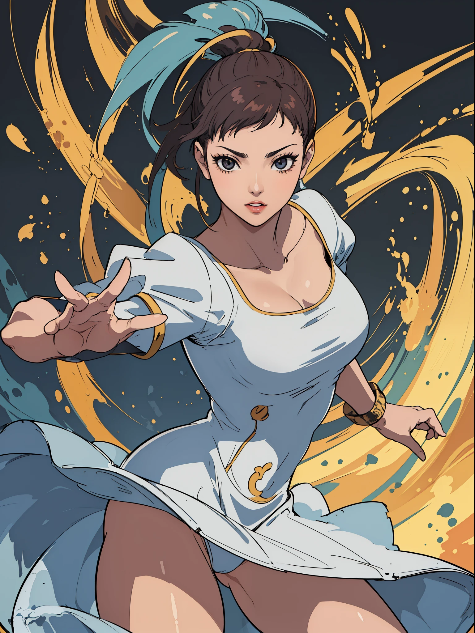 (obra de arte, maximum quality, melhor qualidade, arte oficial, beautiful and aesthetic:1.2), (1 garota:1.4), extremamente detalhado, Chunli, sexy, Corpo todo, pose sexy, quase nu