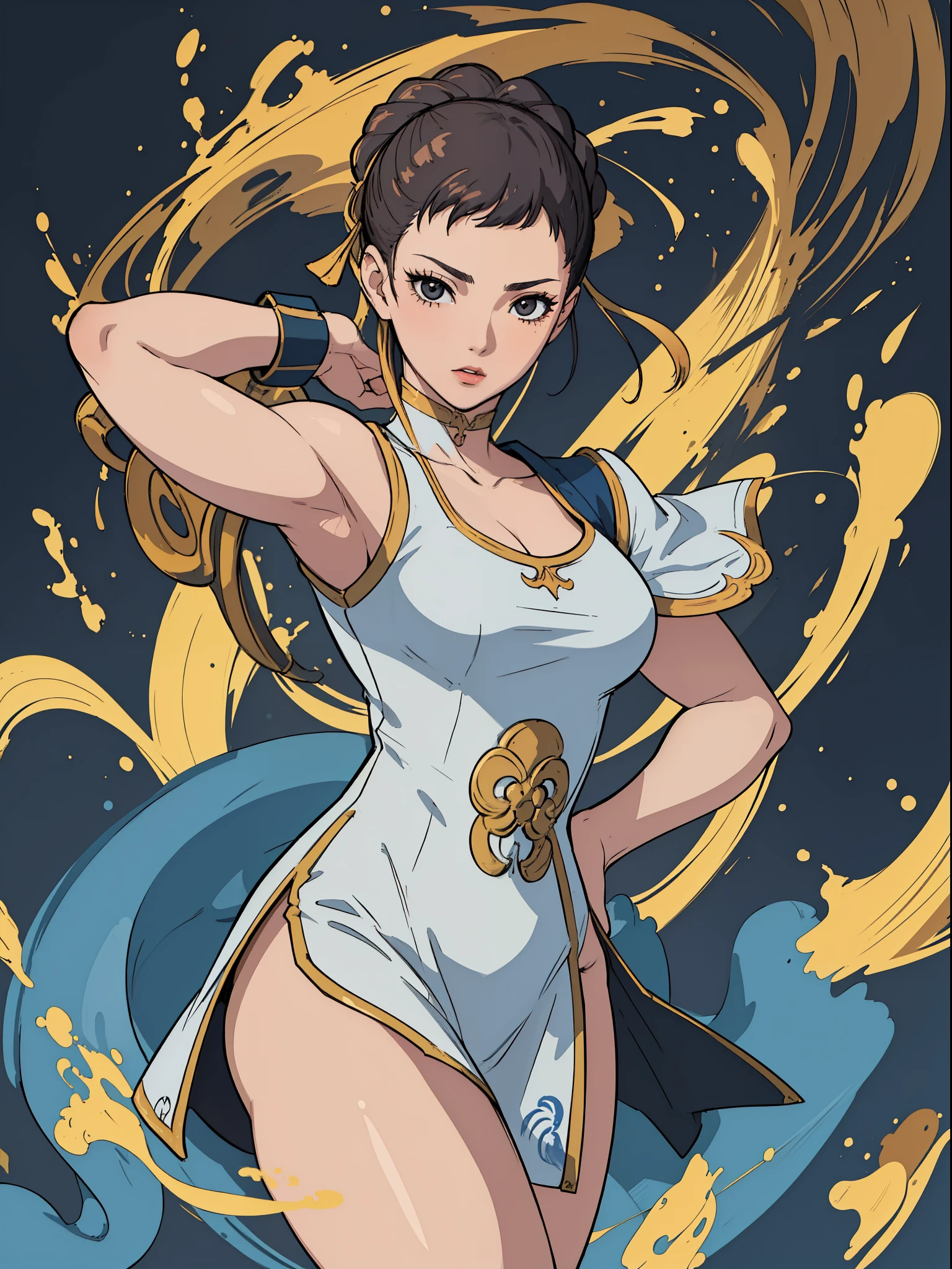 (obra de arte, maximum quality, melhor qualidade, arte oficial, beautiful and aesthetic:1.2), (1 garota:1.4), extremamente detalhado, Chunli, sexy, Corpo todo, pose sexy, quase nu