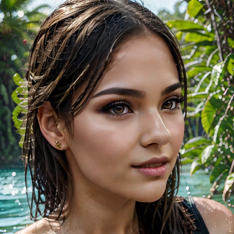 Very very very ???? girl, Alex Less , 1girl, solo, brunette hair, parted hair style, body shot, Detailed skin, Detailed Face, Detailed Lips, Detailed Eyes, light make up, seductive smile, happy, textured skin, super detail lighting, 