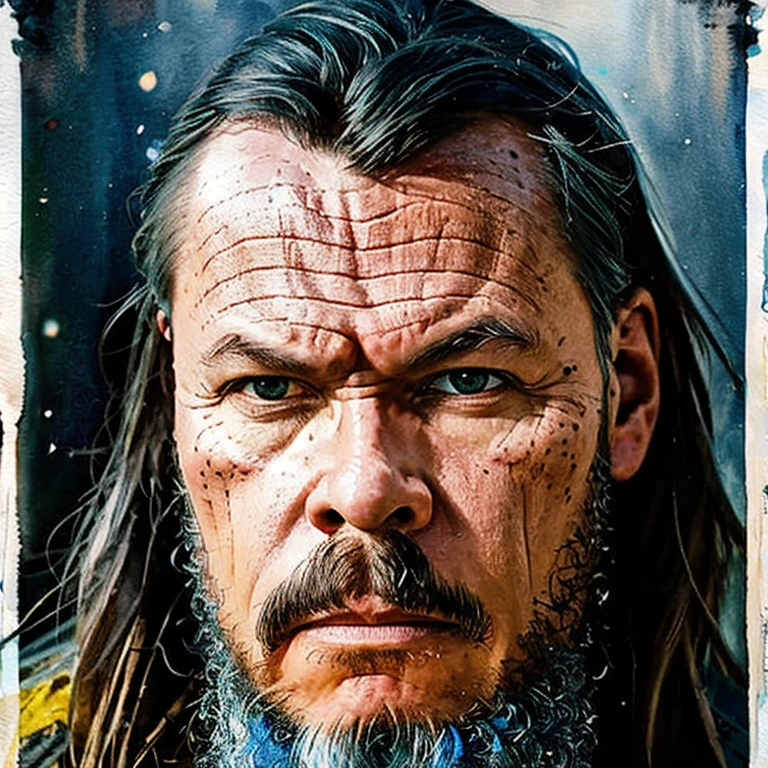 line art, watercolor wash, portrait of a strong armored nordic viking warrior, carl larsson and brian froud and john william waterhouse style, perfect composition, perfect symmetric eyes, perfect hands, perfect lipsdetailed background, 60-30-10 color rule, 8k,, neon ambiance, abstract black oil, gear mecha, detailed acrylic, grunge, intricate complexity, rendered in unreal engine, photorealistic